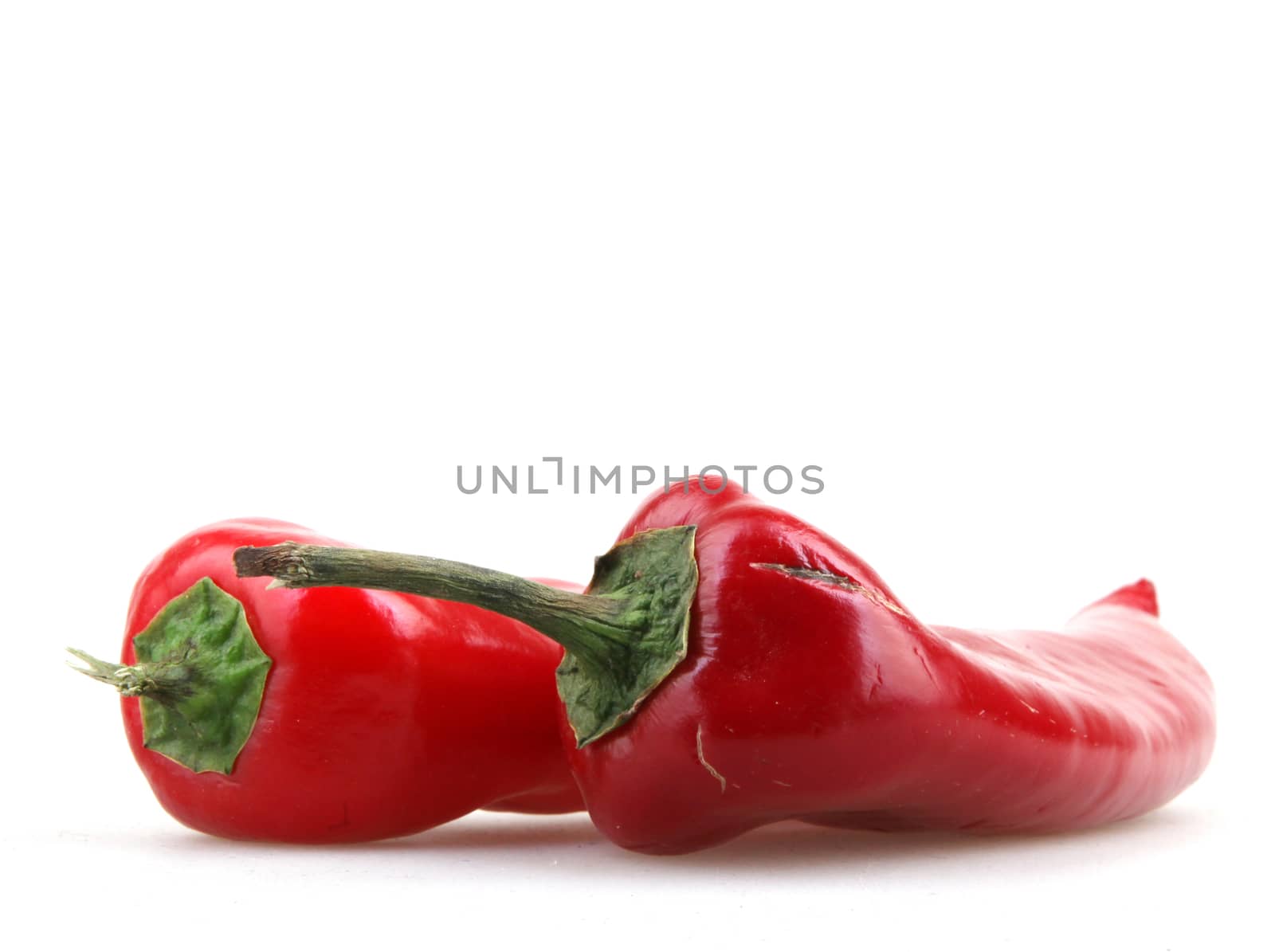 Red peppers on white background by nenov