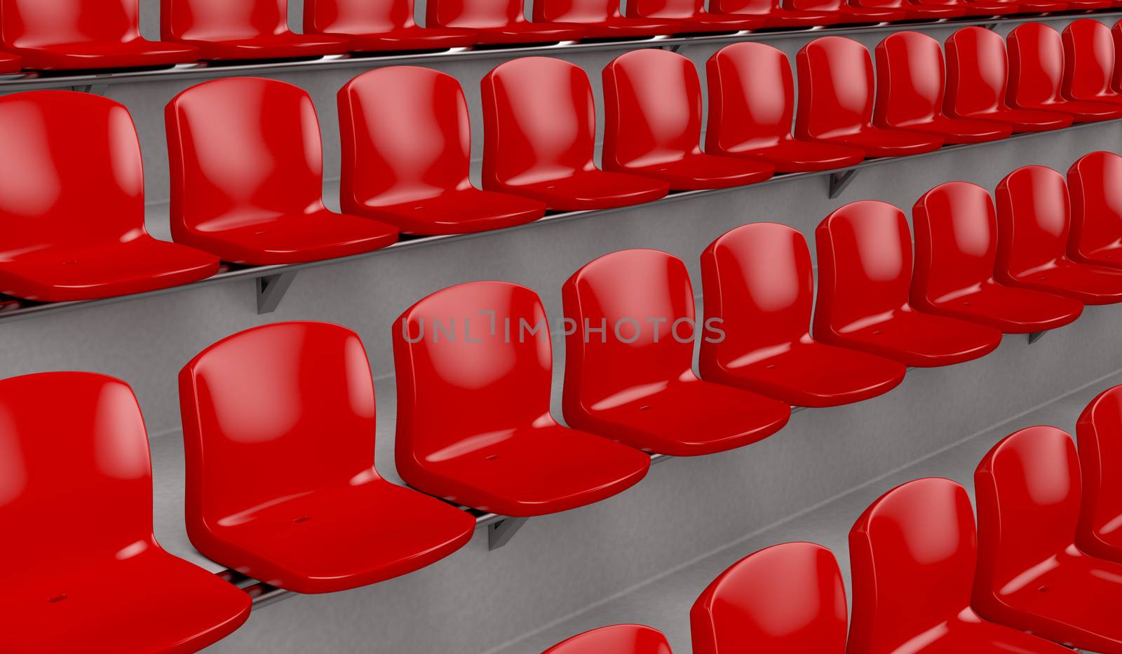 Red plastic seats at the stadium