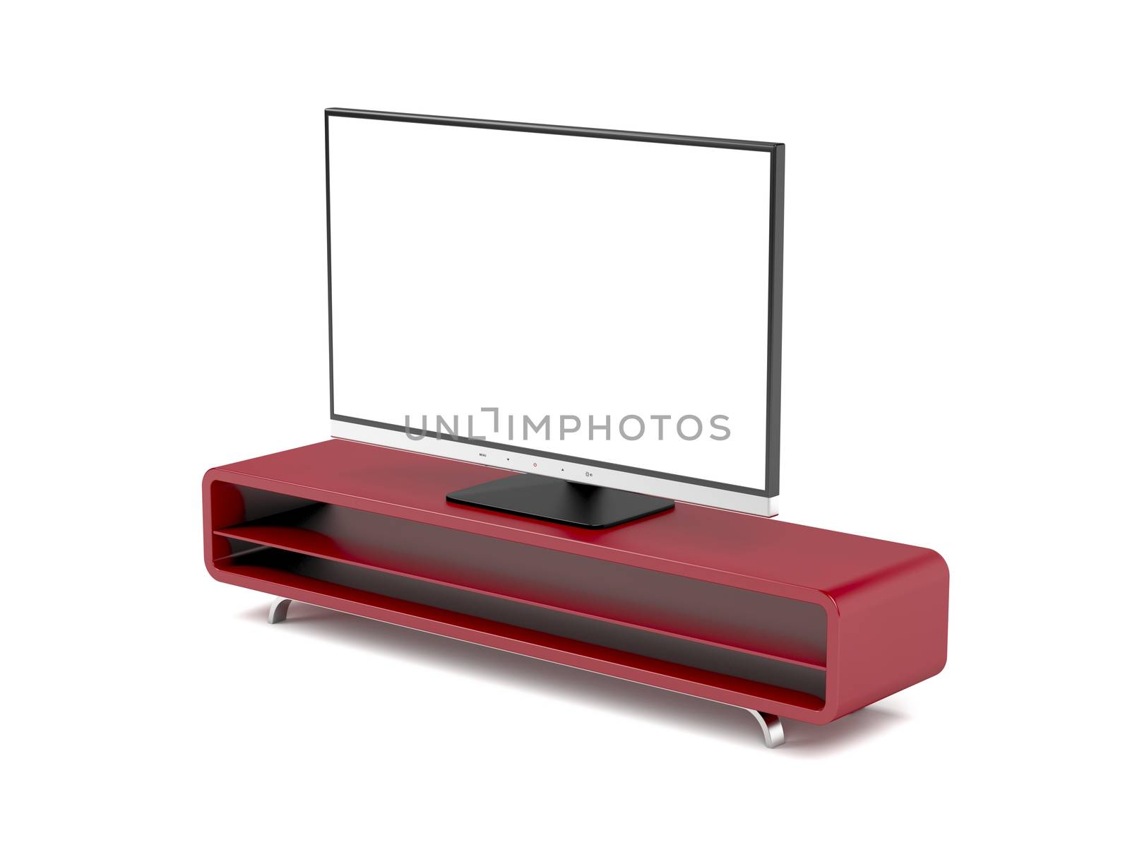 Tv with stand on white background