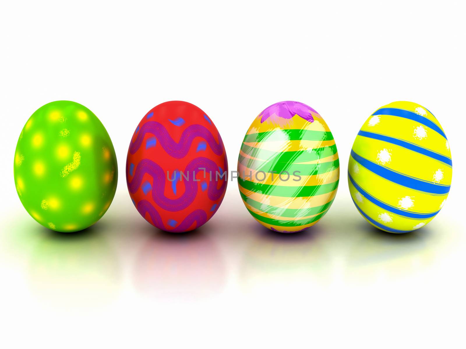 colorful Easter eggs on a white background