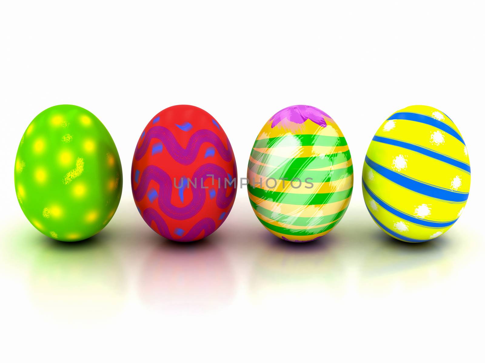 colorful Easter eggs on a white background