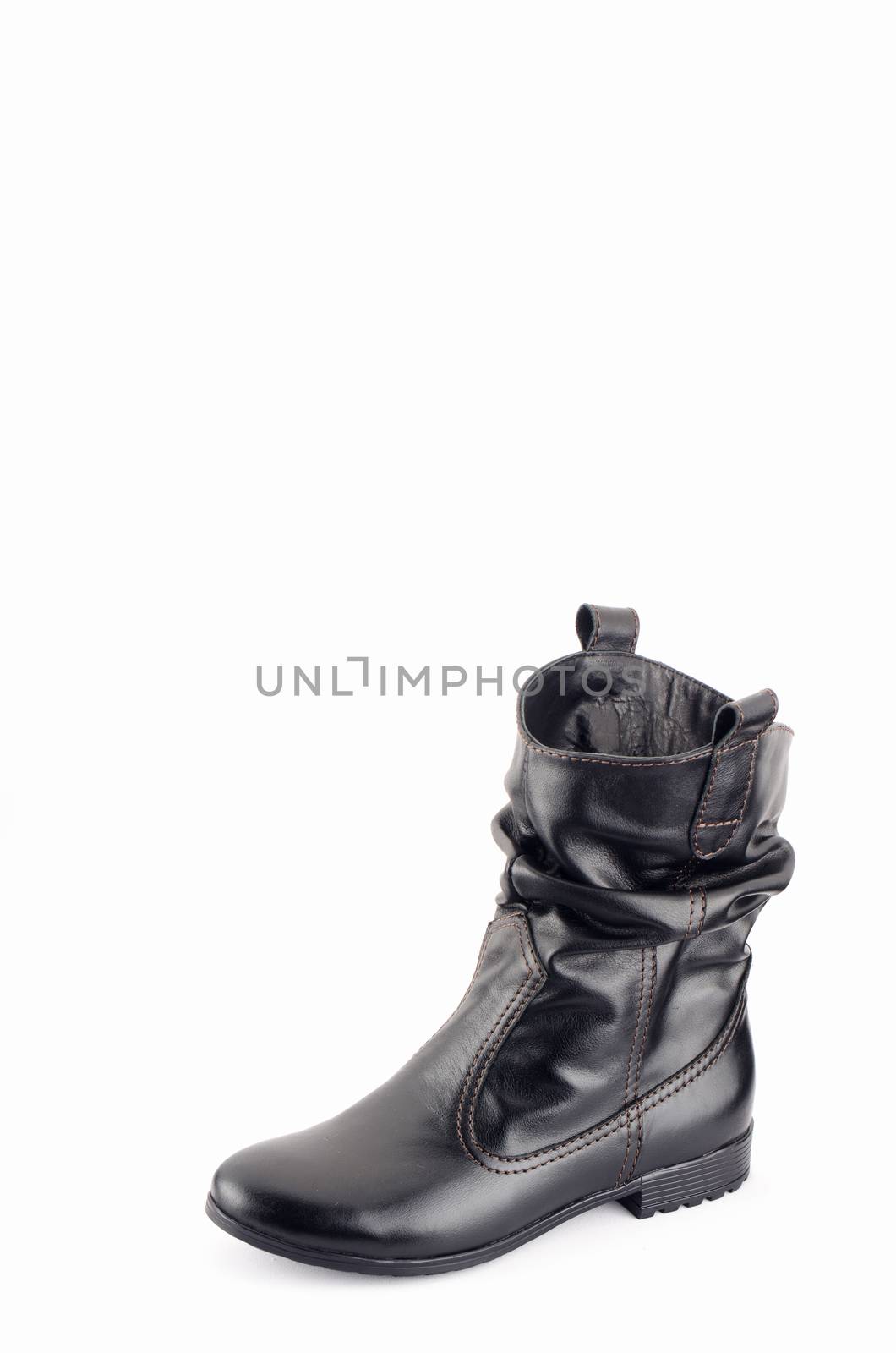 Womens leather boots in black on a white background by Morfey713