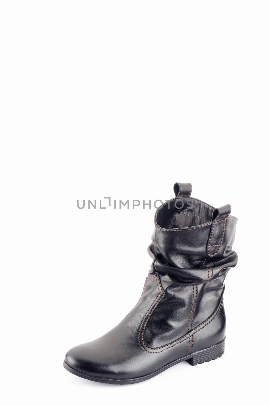 Womens leather boots in black on a white background by Morfey713