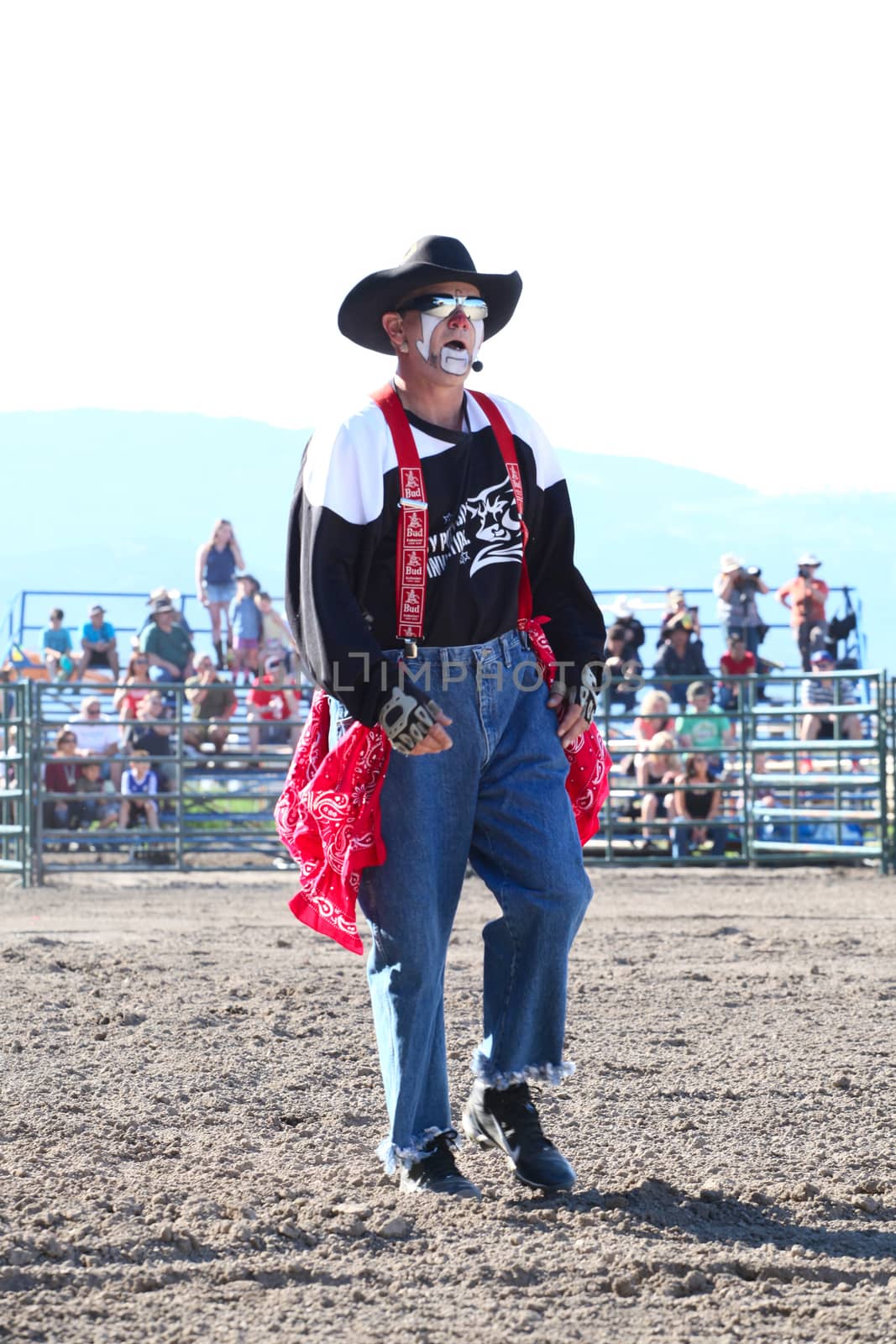 MERRITT, B.C. CANADA - May 30, 2015: Rodeo Clown during the first round of The 3nd Annual Ty Pozzobon Invitational PBR Event.