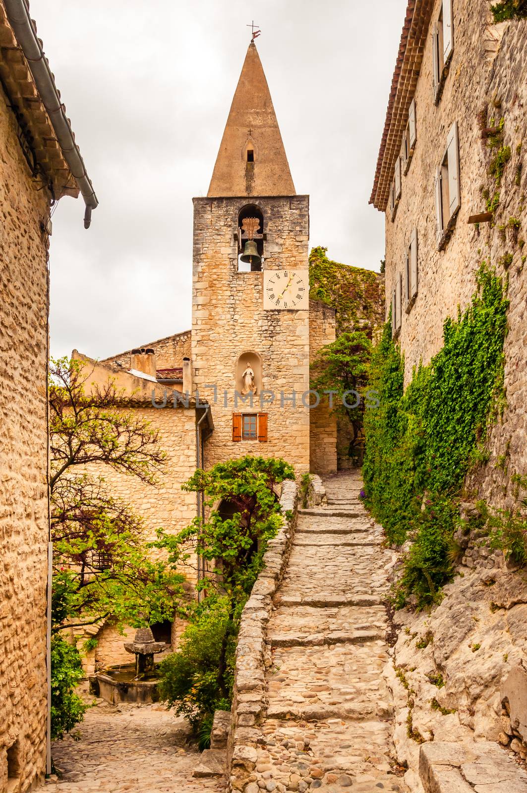 Scenic view of historical old village Le Crested in Provence by martinm303