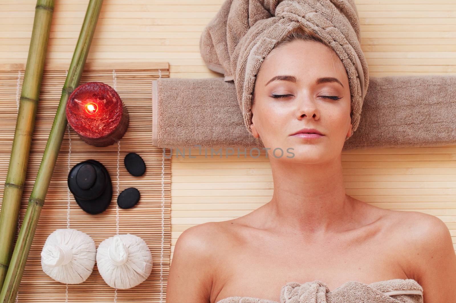beautiful young woman at spa session