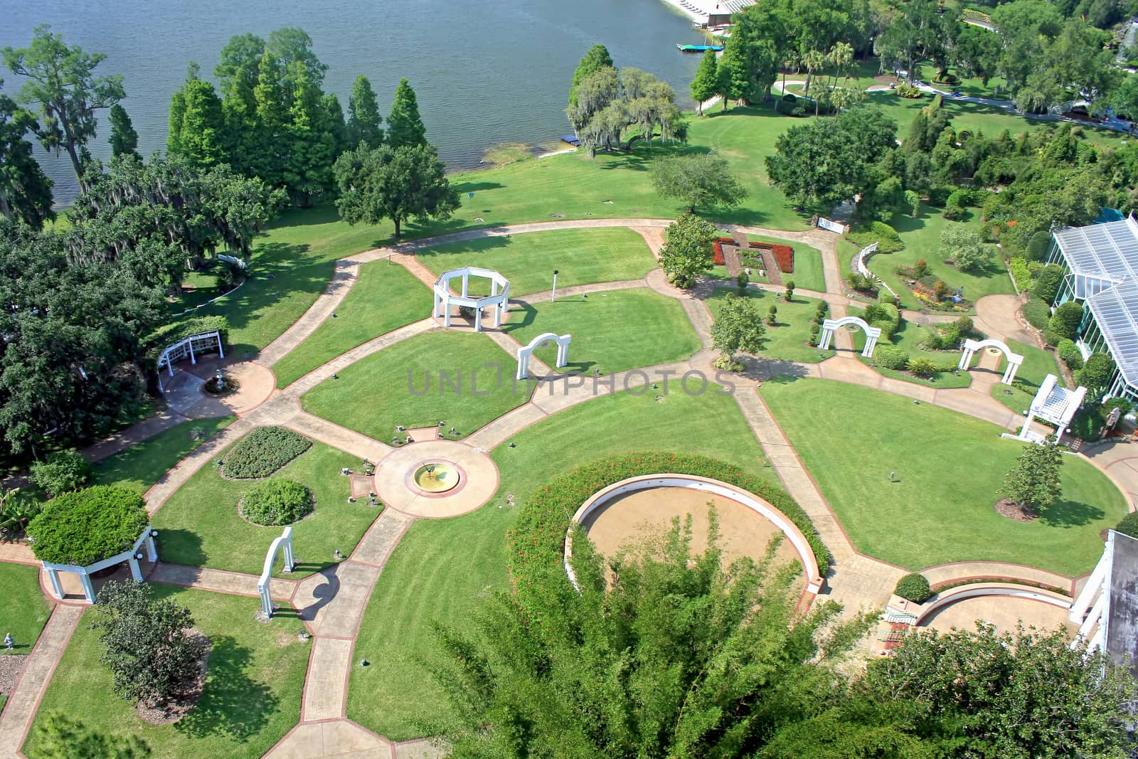 A view of gardens from up high