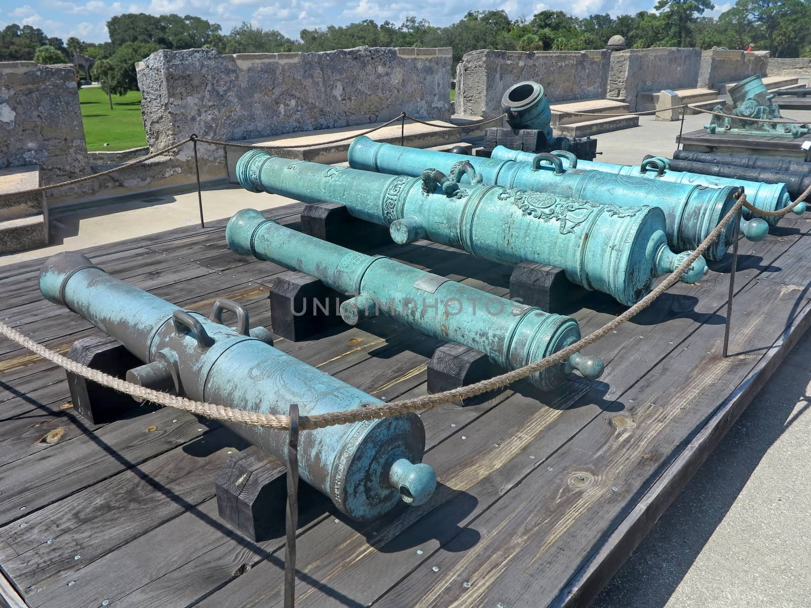 Cannons at the Castillo de San Marcos Fort in St Augustine, Florida.