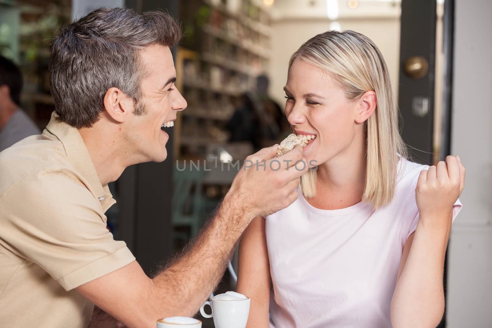 Couple in love drinking coffee