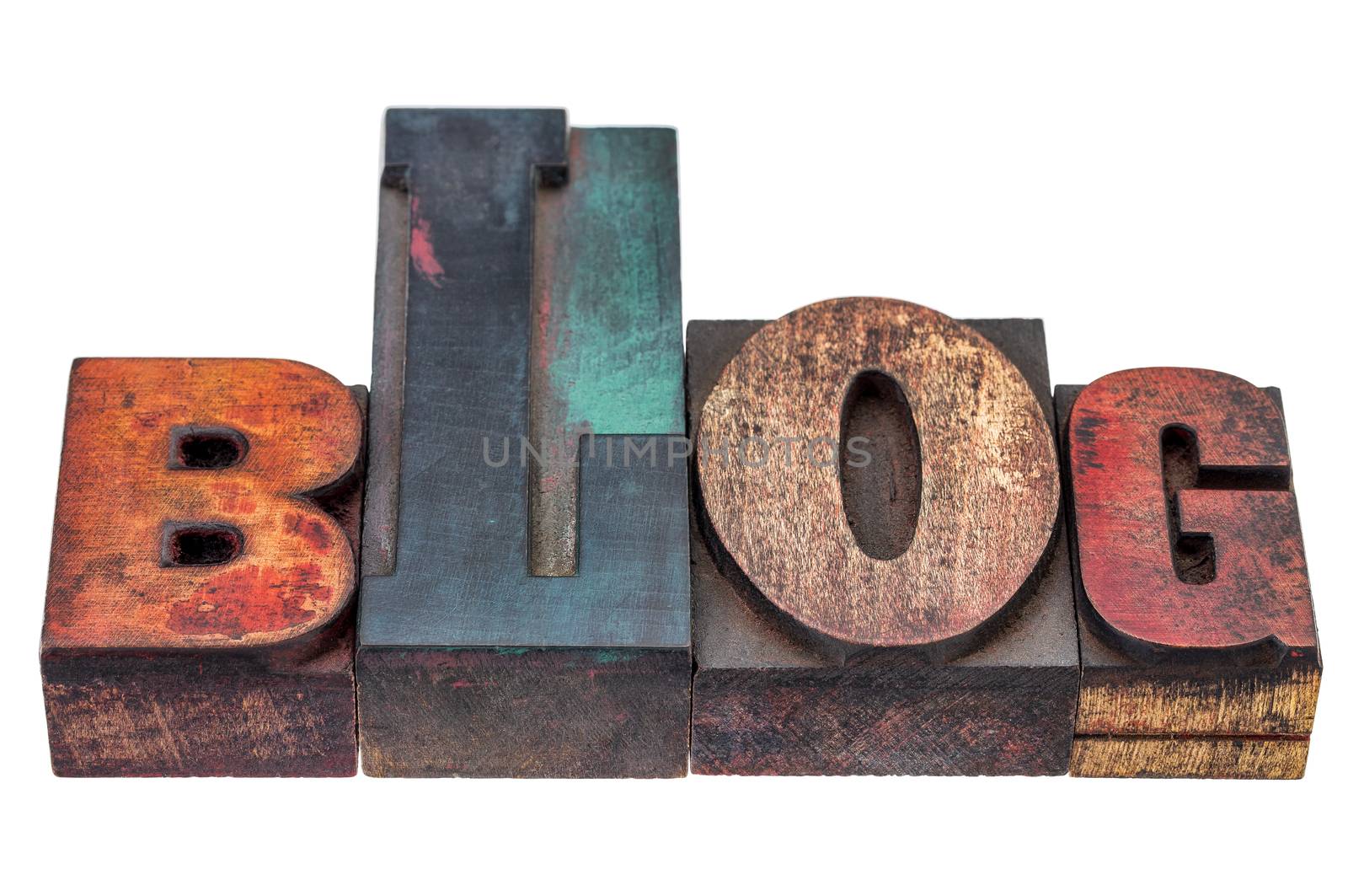 blog word - isolated text in mixed letterpress wood type printing blocks - internet concept