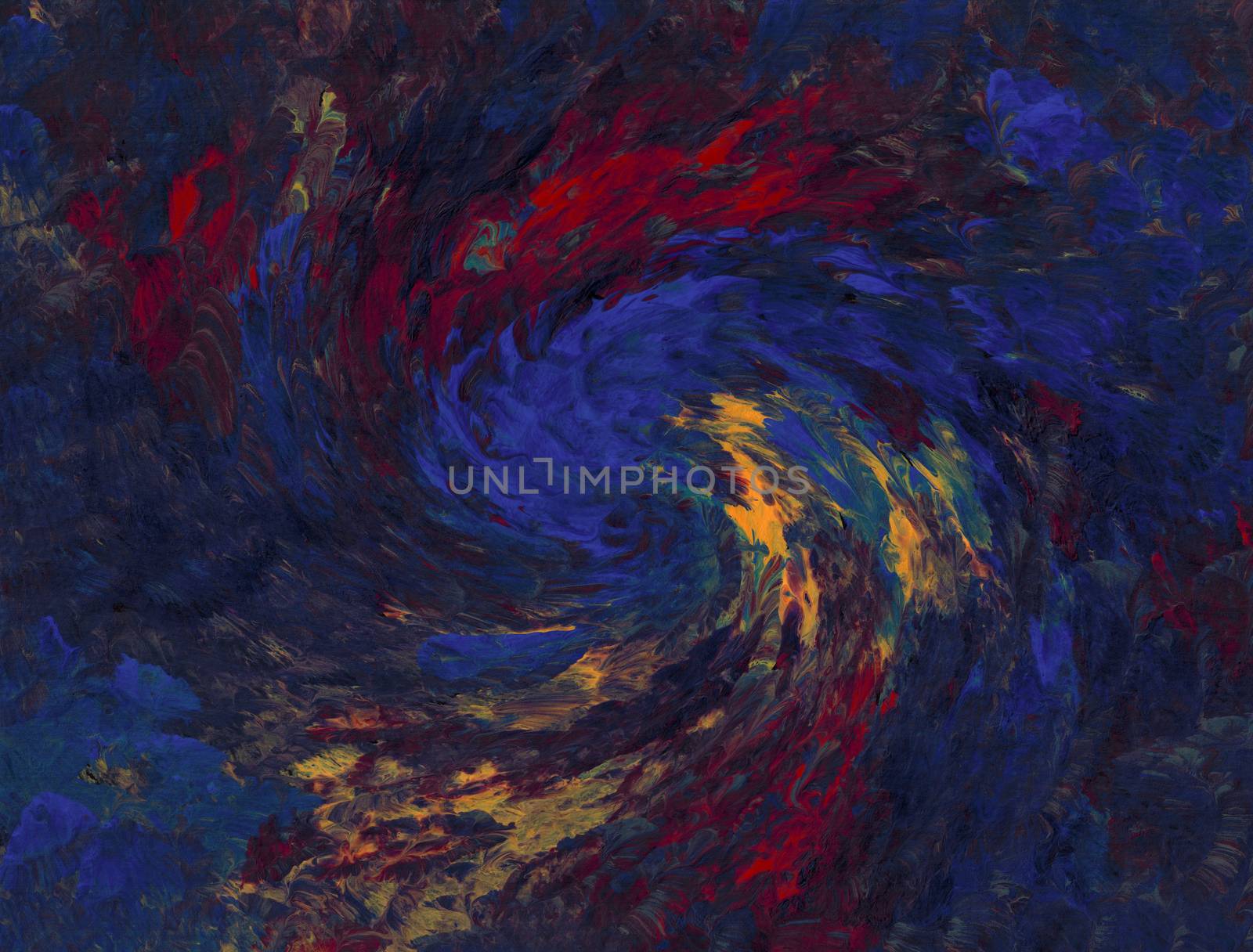 Abstract acrylic in blue, red and yellow