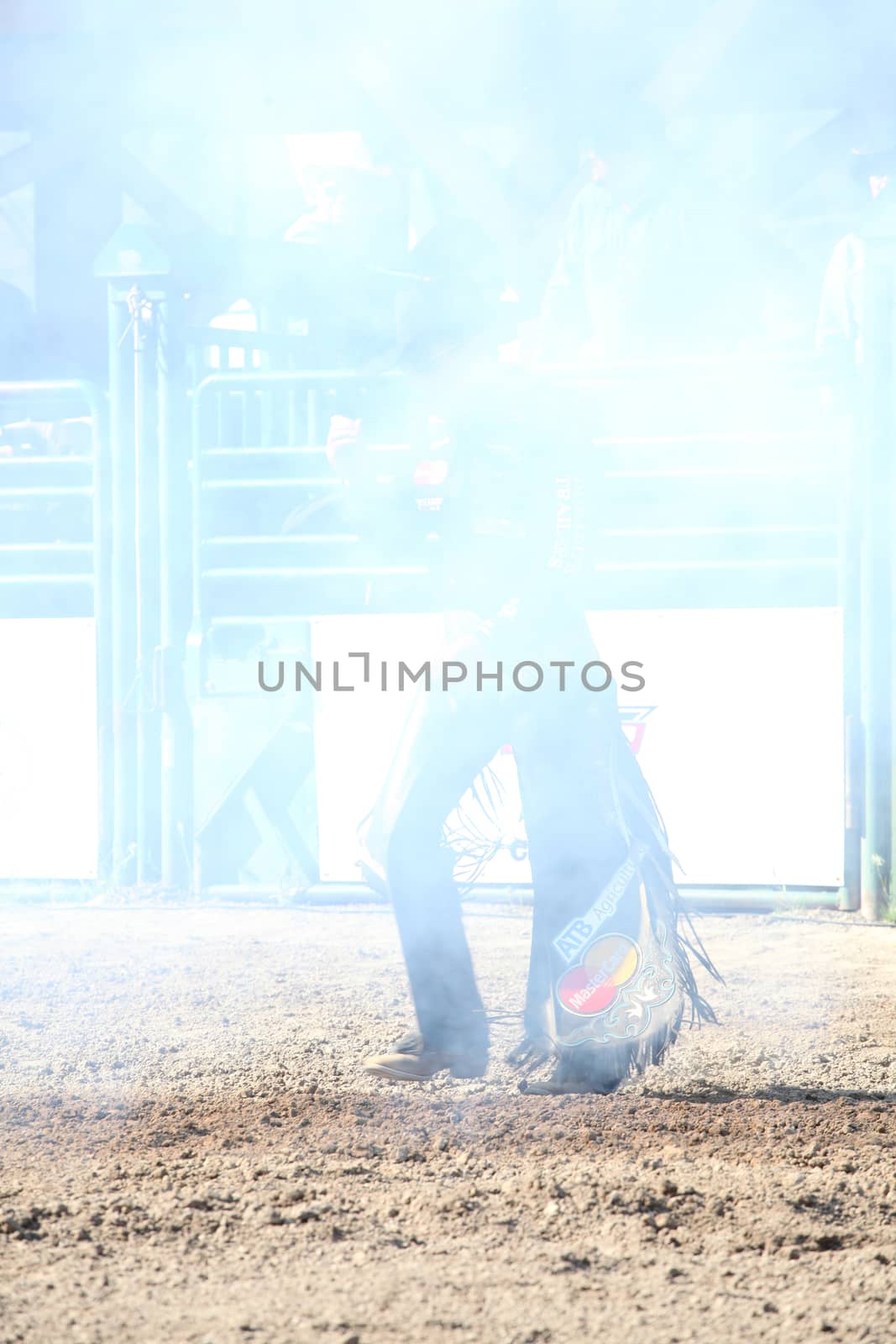 MERRITT, B.C. CANADA - May 30, 2015: Bull rider the opening ceremony of The 3rd Annual Ty Pozzobon Invitational PBR Event.