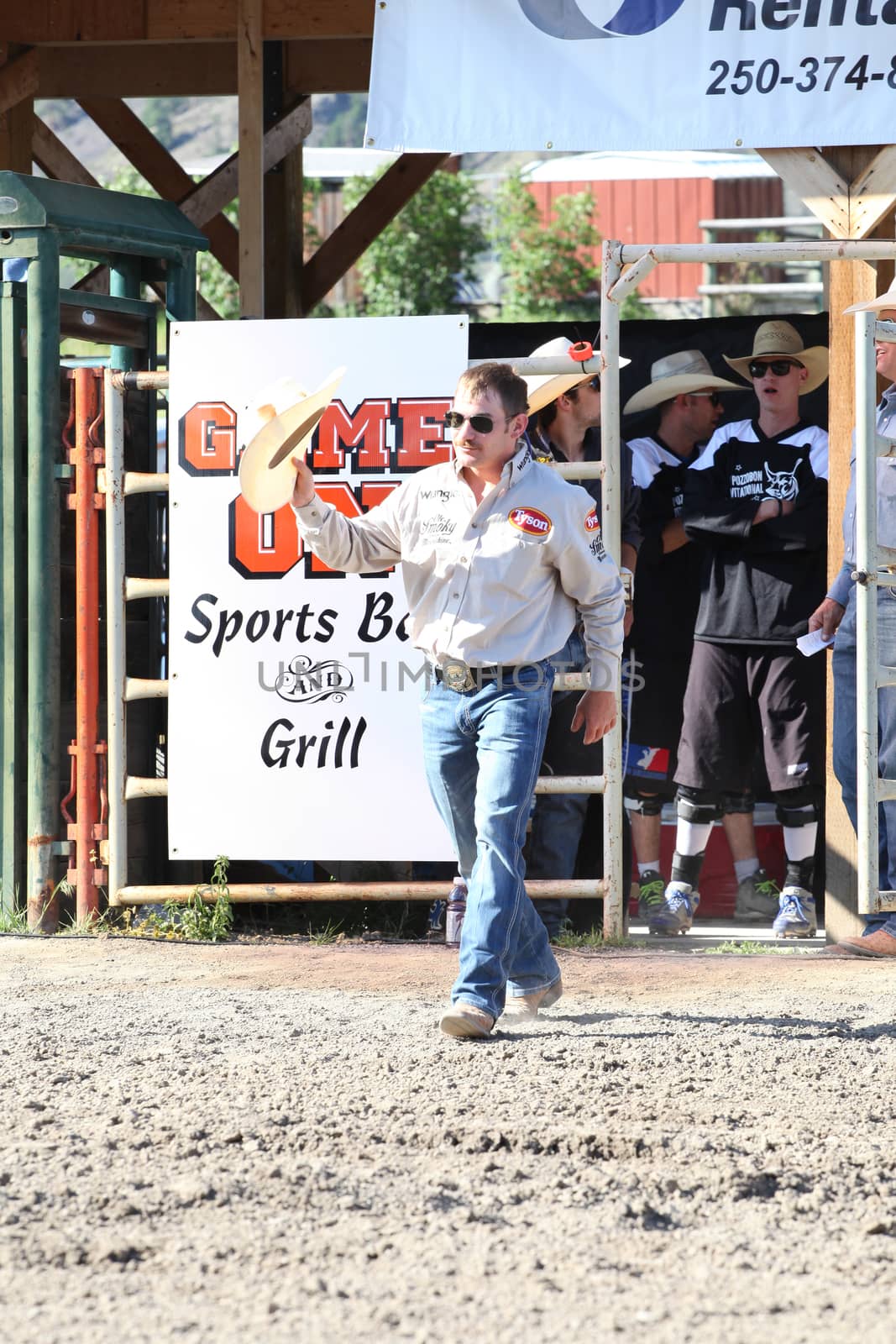 MERRITT, B.C. CANADA - May 30, 2015: Bull rider during the opening ceremony of The 3rd Annual Ty Pozzobon Invitational PBR Event.