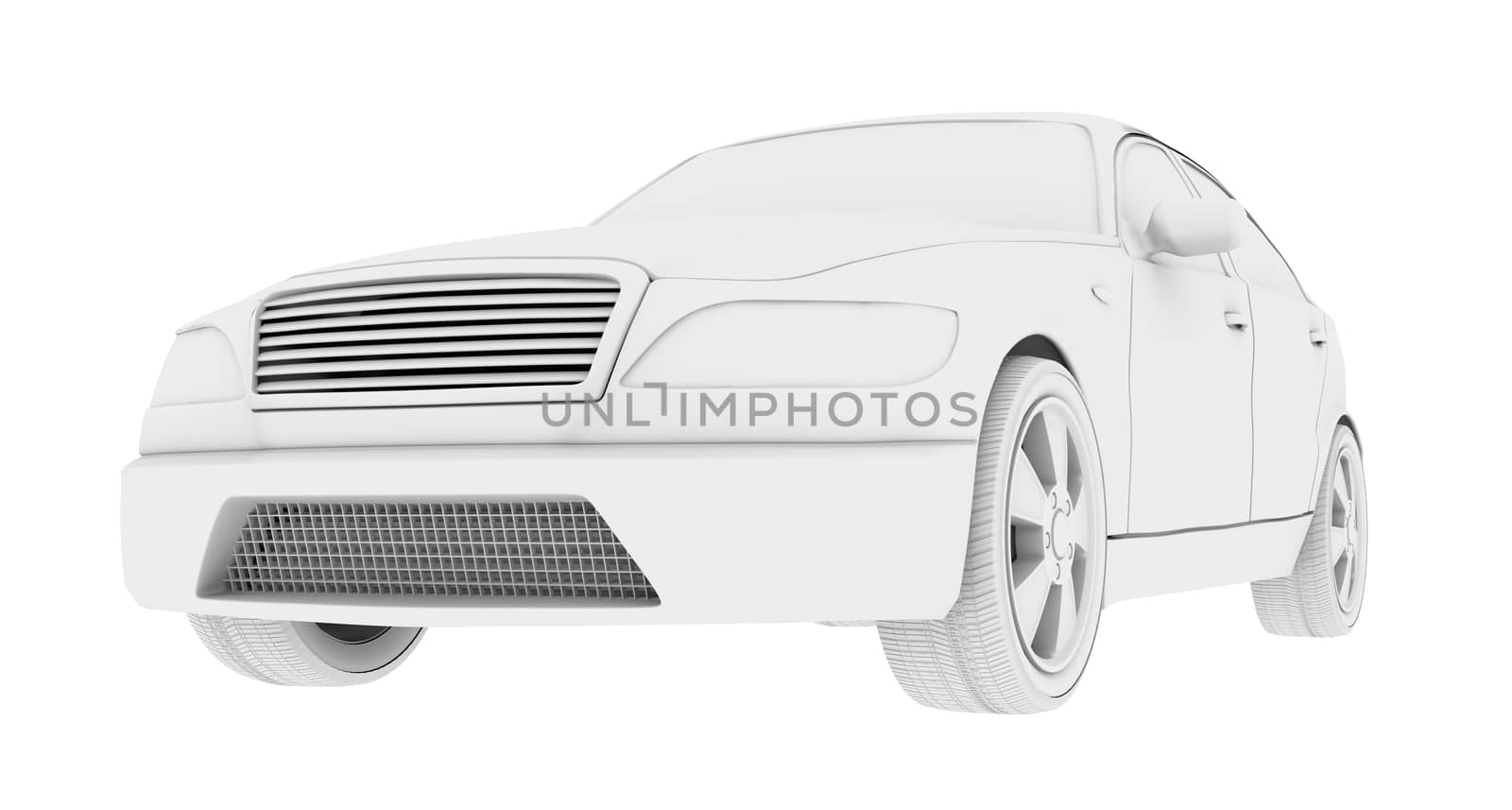 Car model on isolated white background, side view
