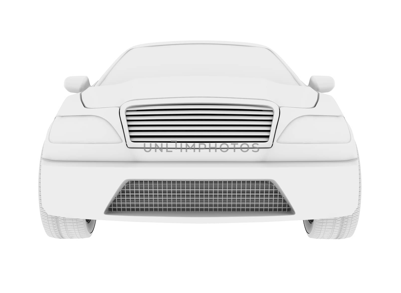 Car model on isolated white background, front view