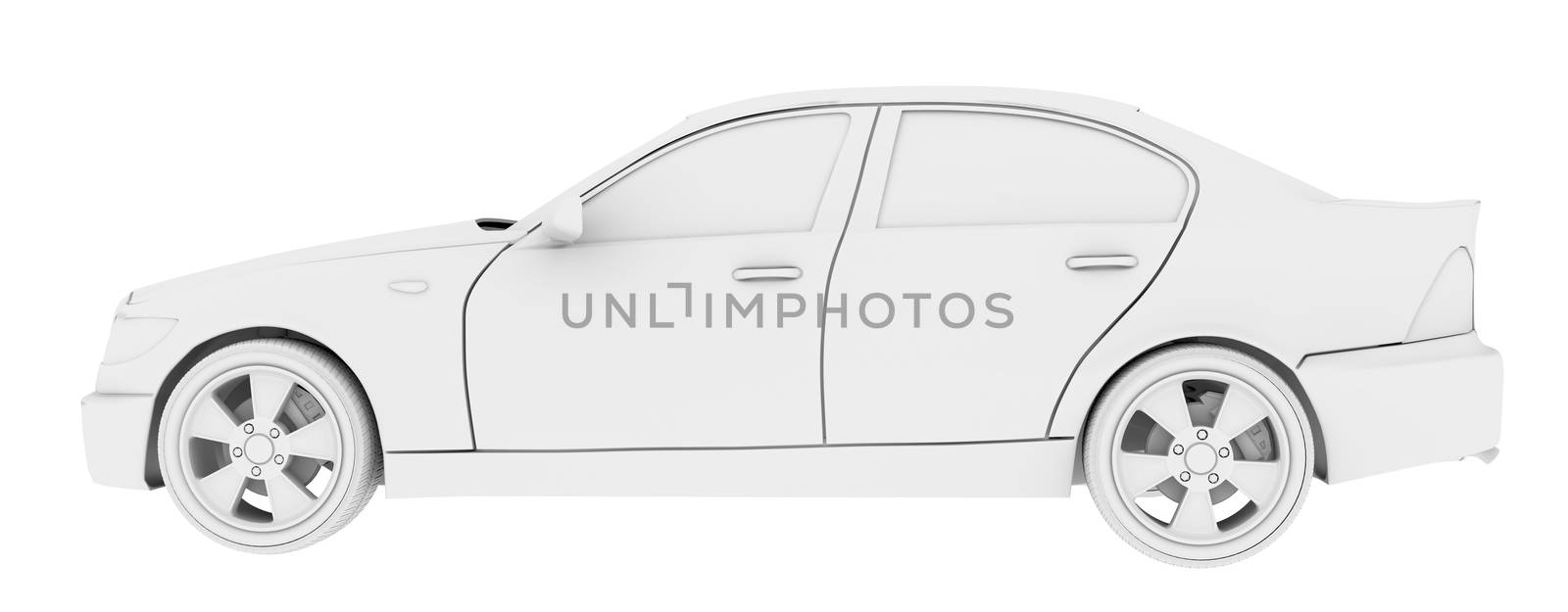 Car model on isolated white background, side view