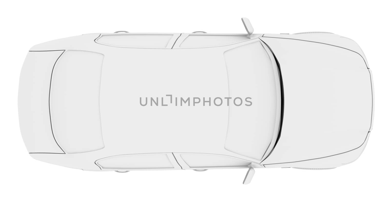 Car model on isolated white background, top view