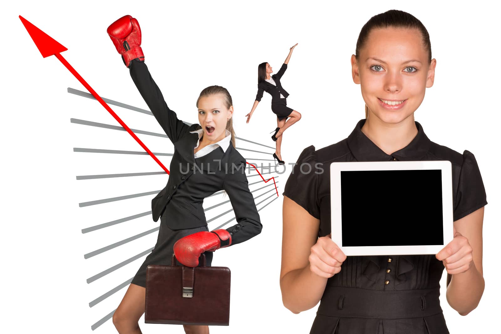 Businesswoman holding tablet by cherezoff