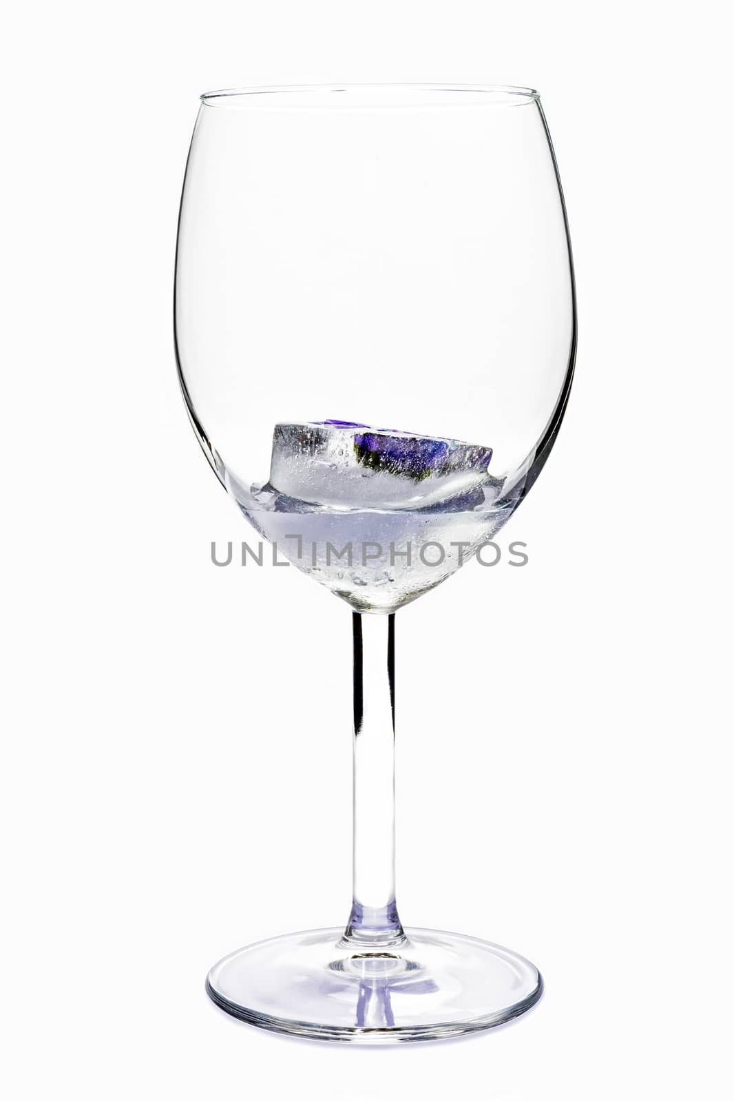 ice in glass on white background