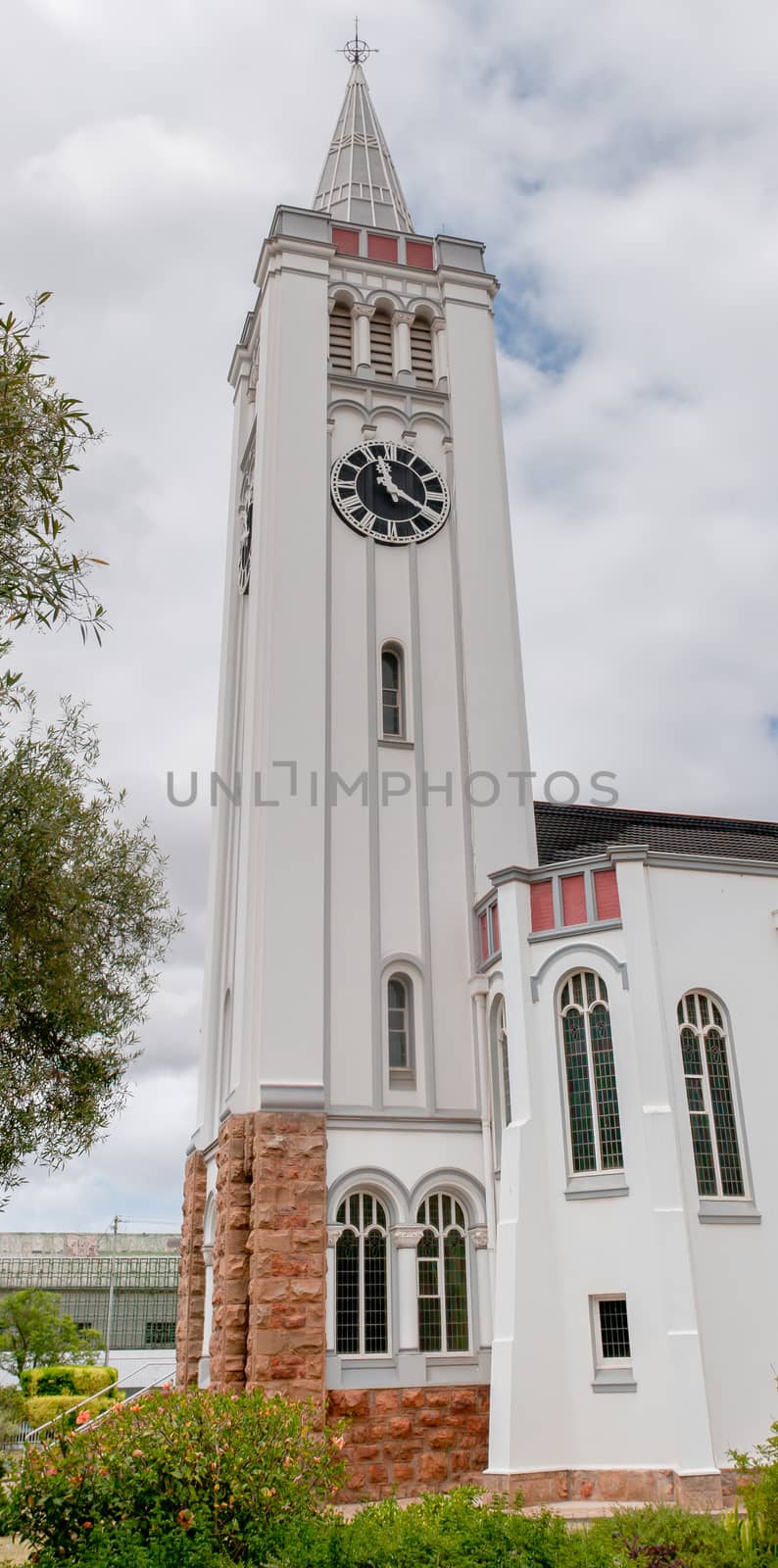 Tower of the Dutch Reformed Church, Riversdale in the Western Cape Province of South Africa