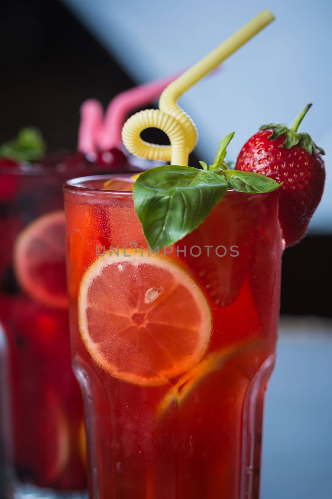 homemade lemonade. refreshing  strawberry and lime with mint