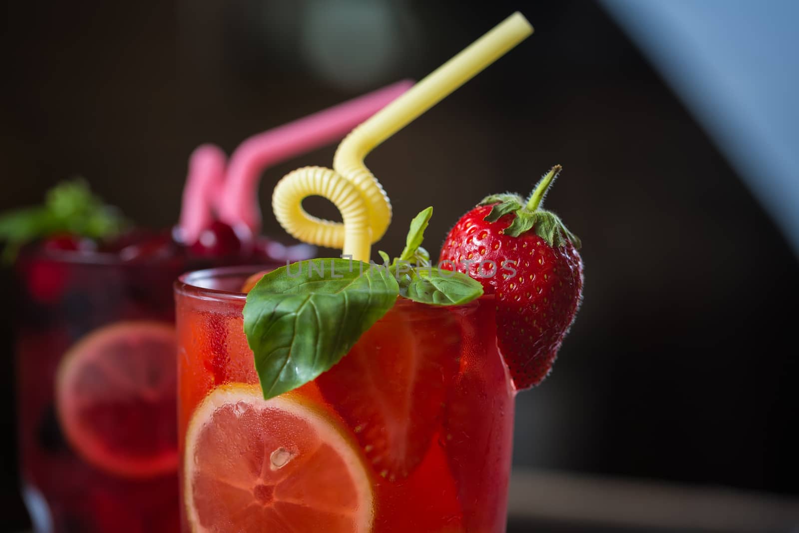 homemade lemonade. refreshing  strawberry and lime with mint