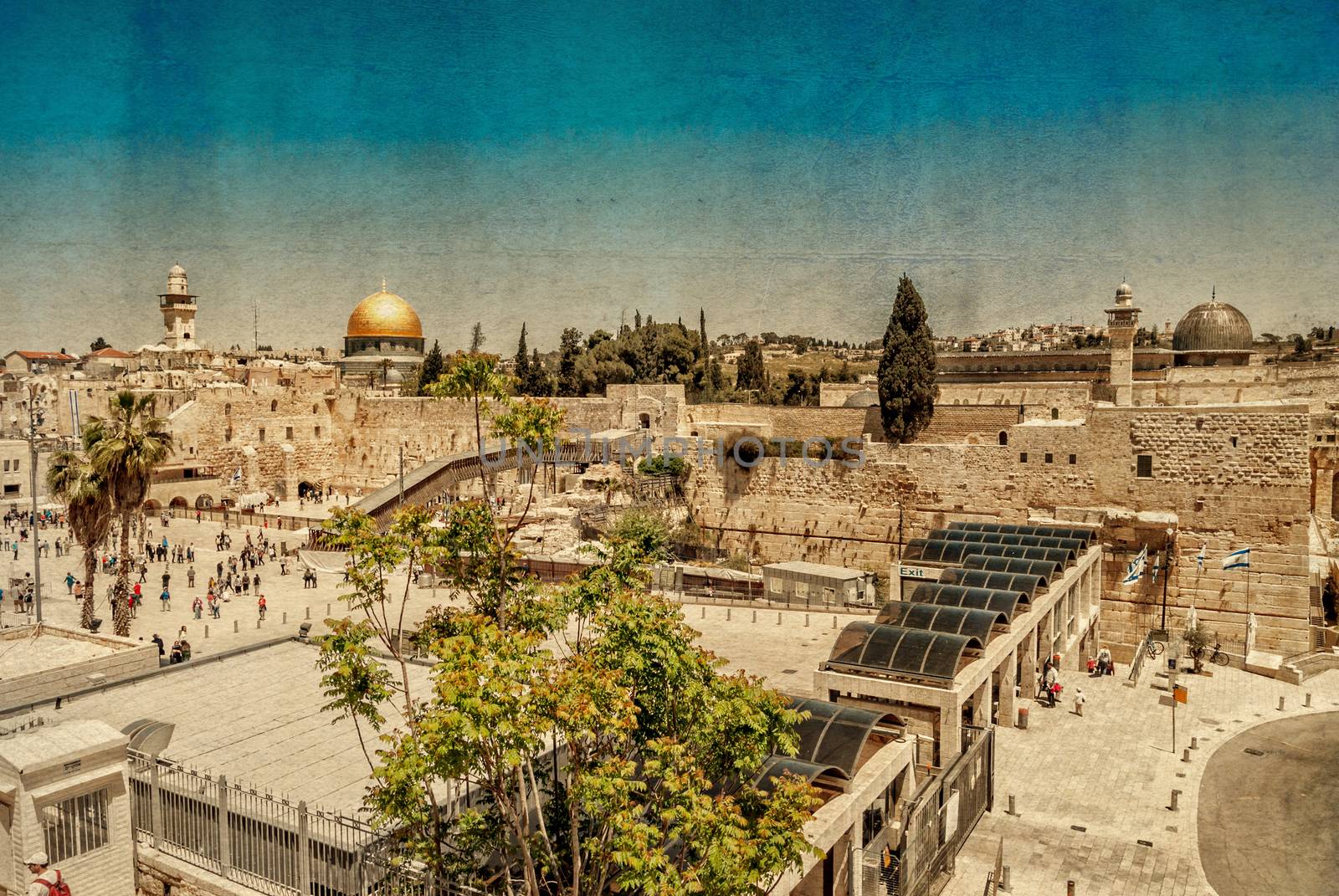 Western Wall,Temple Mount, Jerusalem. Photo in old color image style. by Zhukow