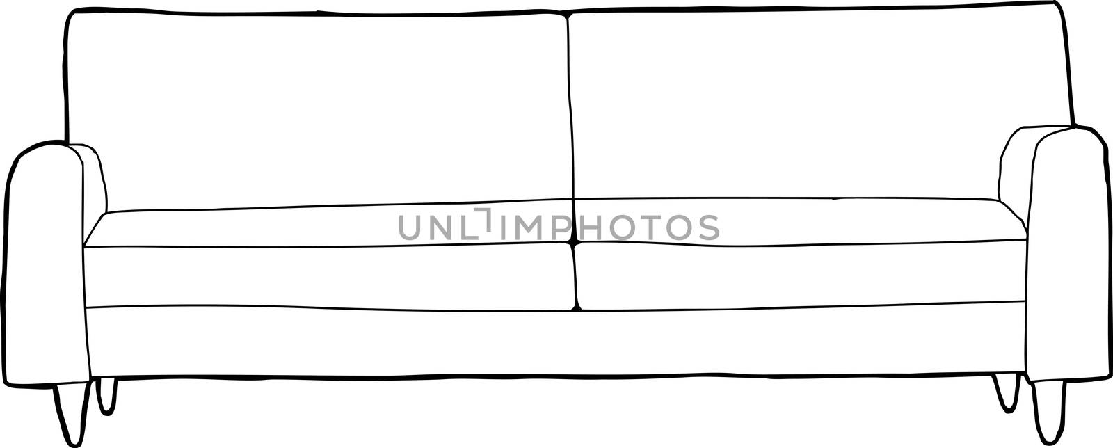Outline cartoon of single sofa over white background