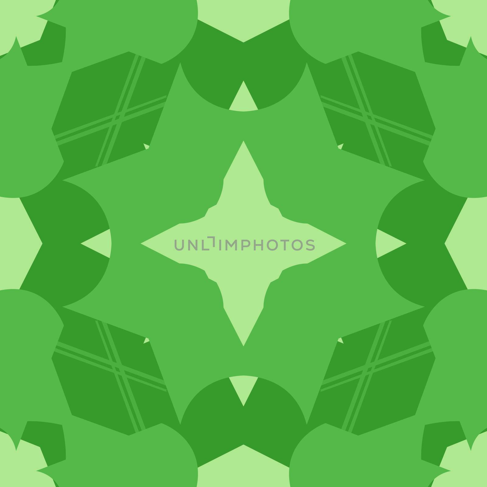 Abstract green seamless repeating kaleidoscope pattern cross