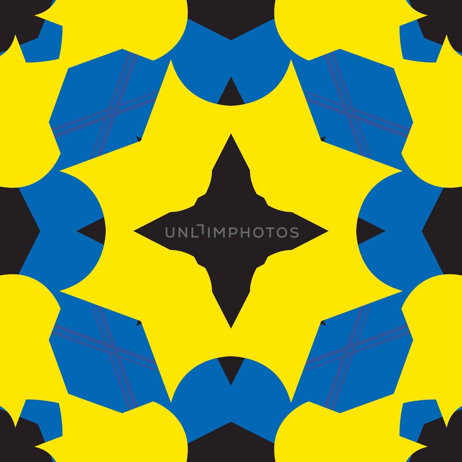 Blue and yellow tile pattern in seamless background