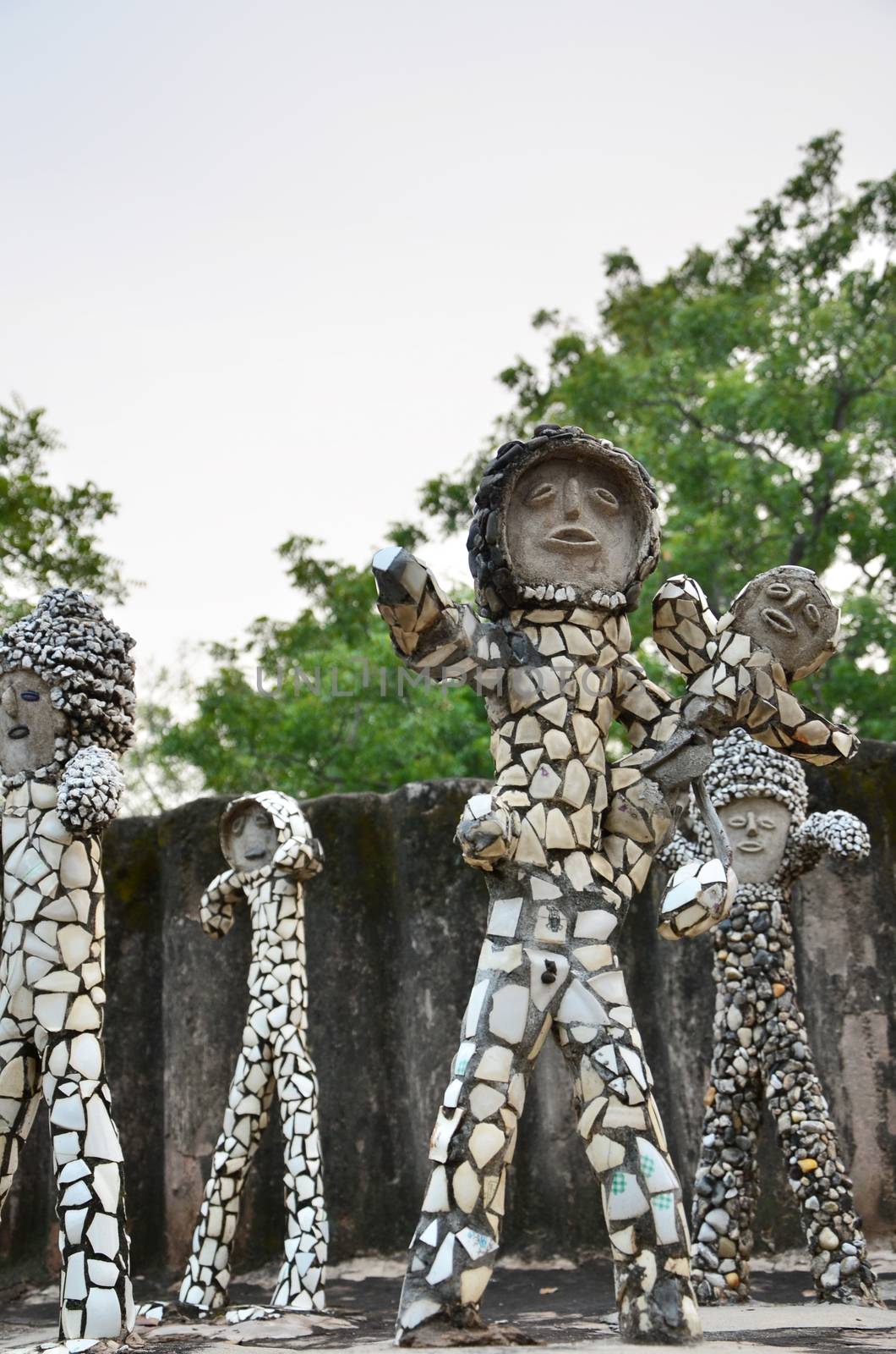 Chandigarh, India - January 4, 2015: Rock statues at the rock garden in Chandigarh. by siraanamwong