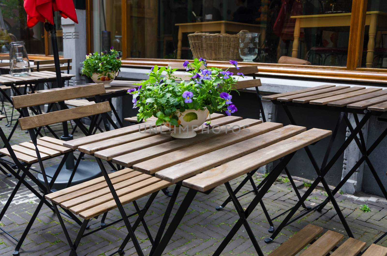 Cafe tables and chairs in The Hague, Netherlands