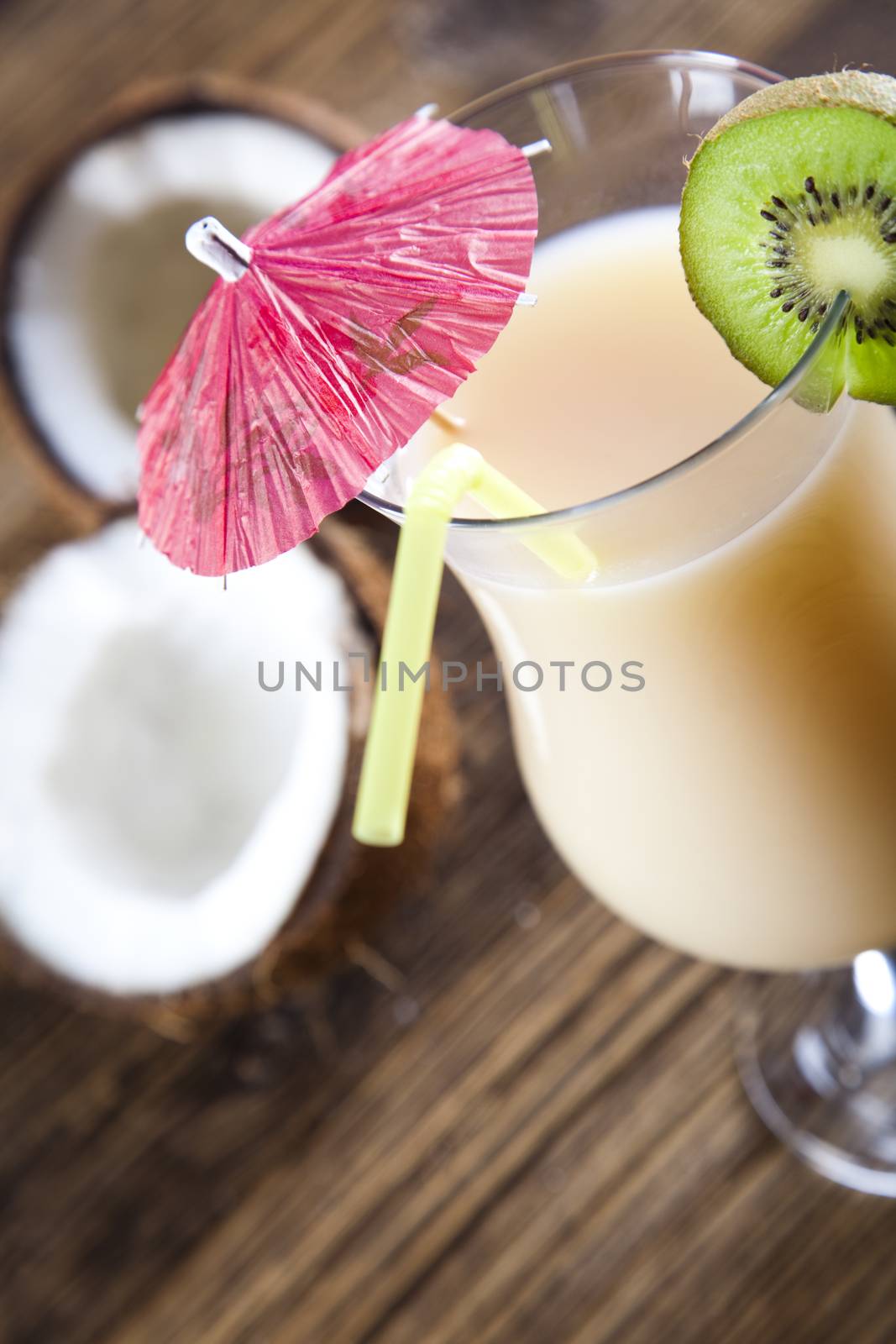 Summer drink with beach on background