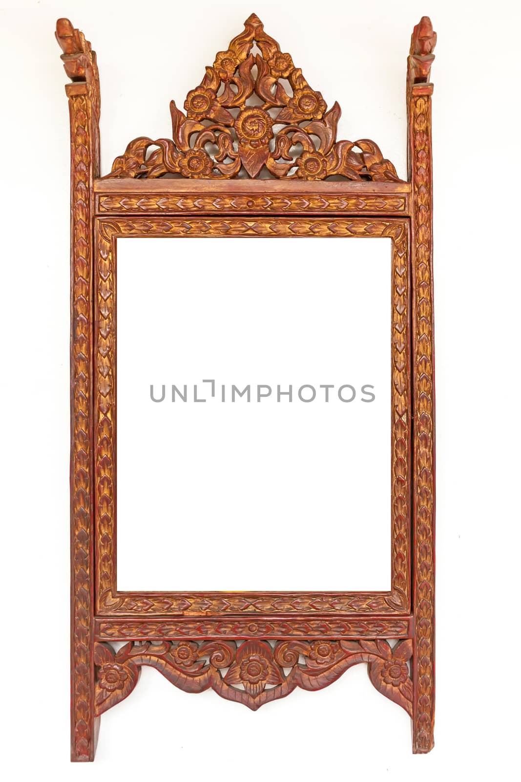 craft wood thai culture frame isolated on white by nopparats