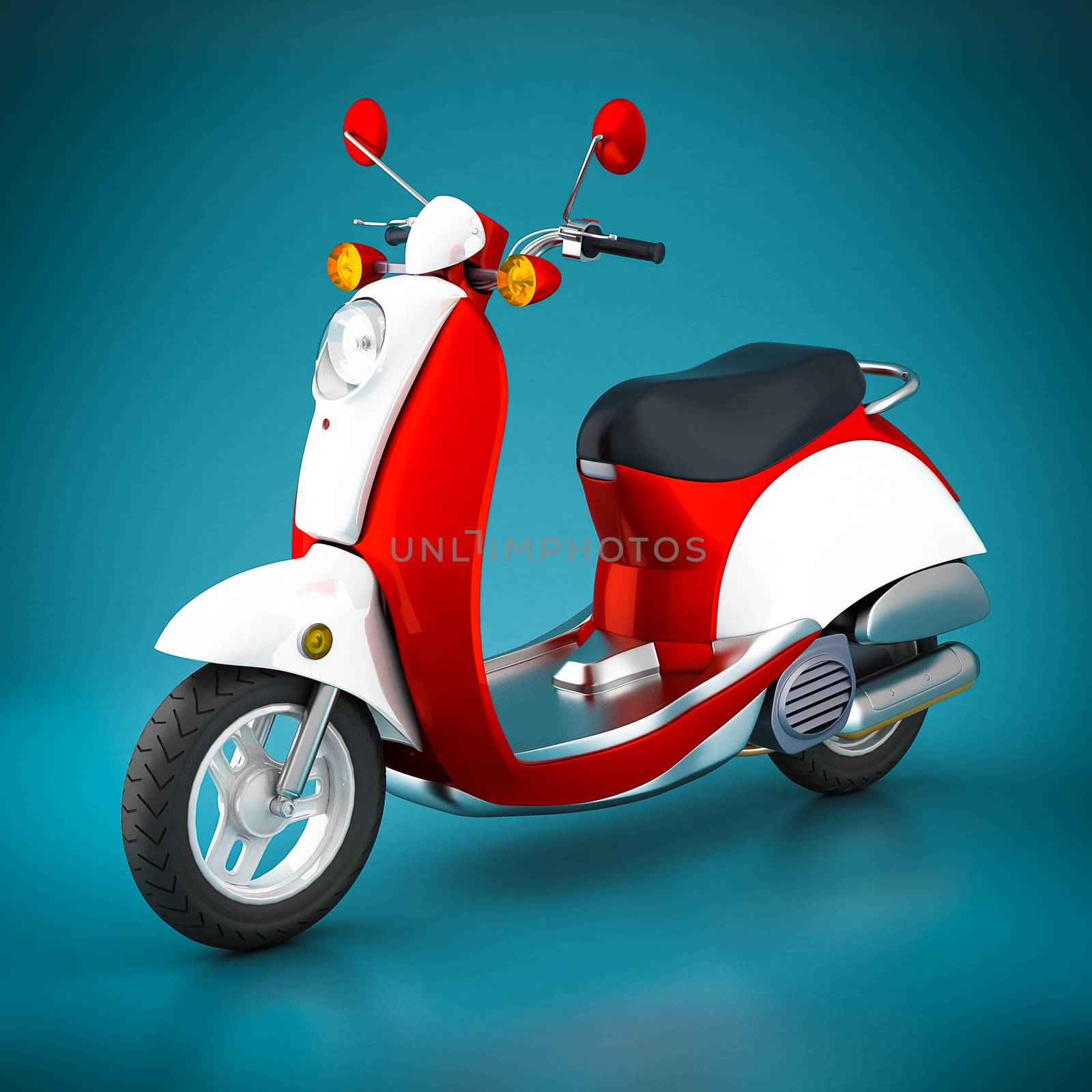 Scooter on the beautiful blue background