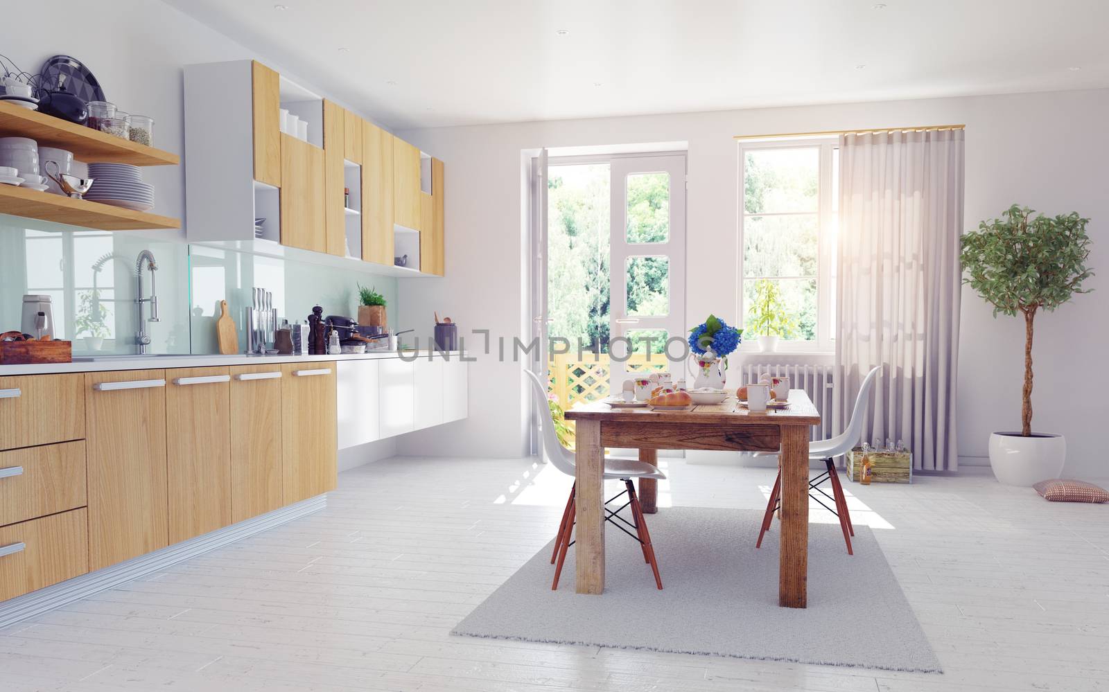 modern kitchen interior. 3d design cocept.