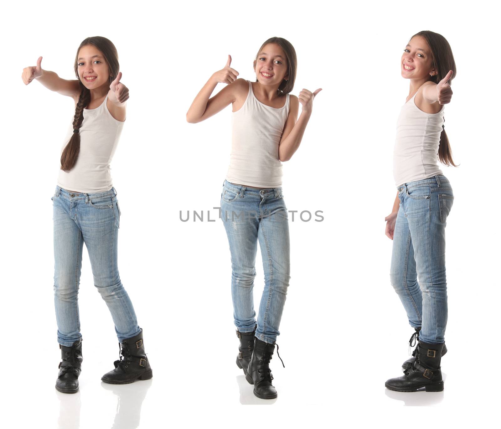 Collage of a lovely young girl doing positive signs. by Erdosain