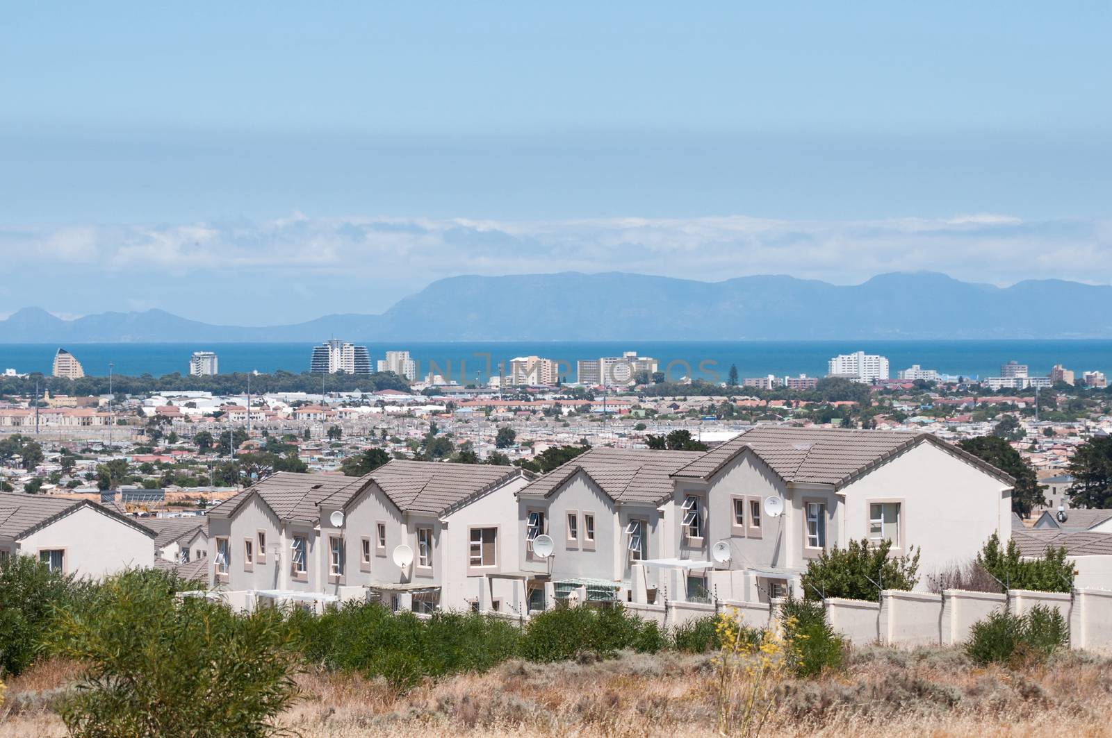 CAPE TOWN, SOUTH AFRICA - DECEMBER 24, 2014: View accross part of Somerset West and the Strand towards Simonstown