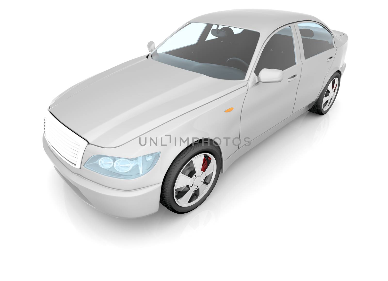 Car model on isolated white background, top view