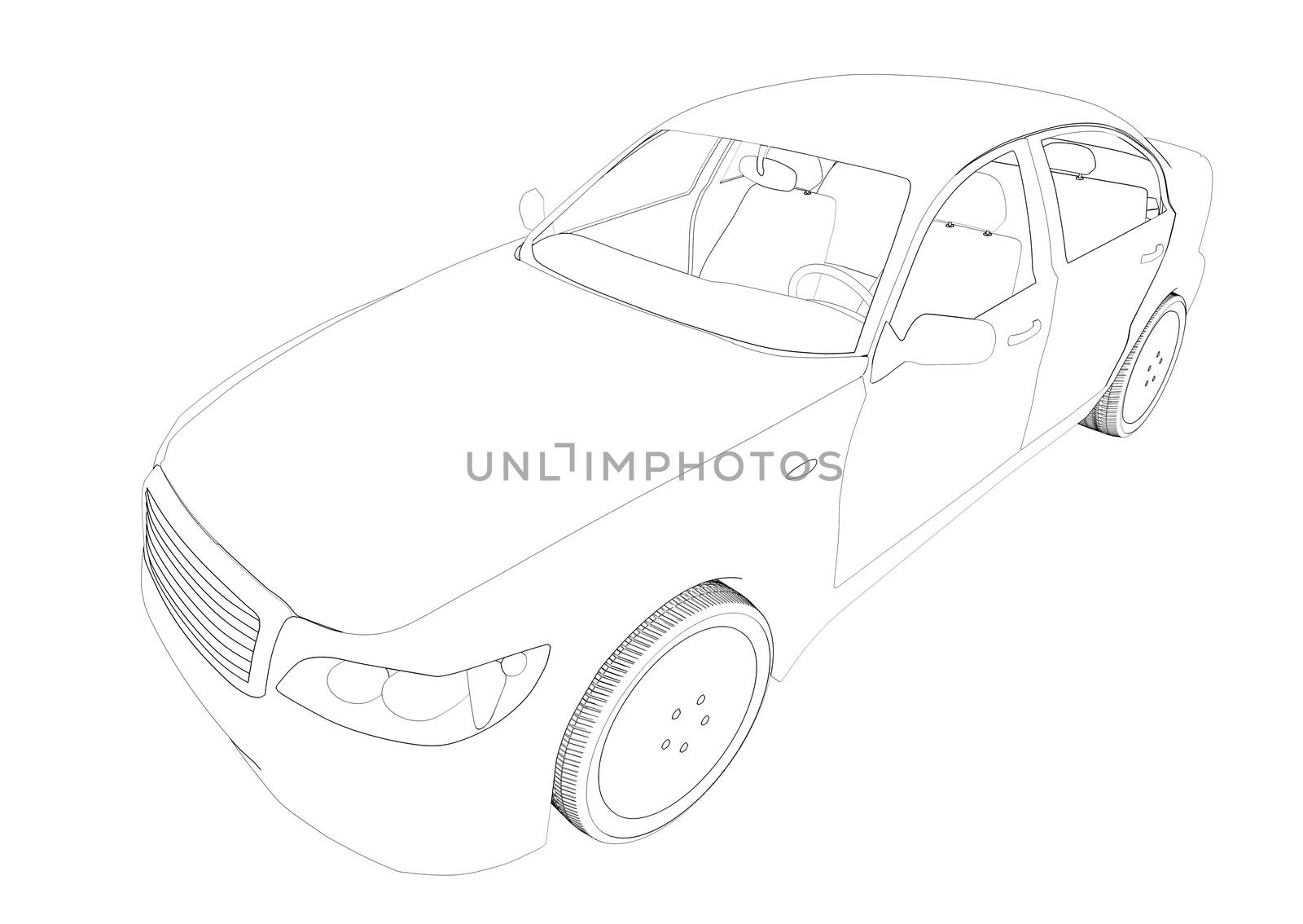 Graphic car model on isolated white background, top view