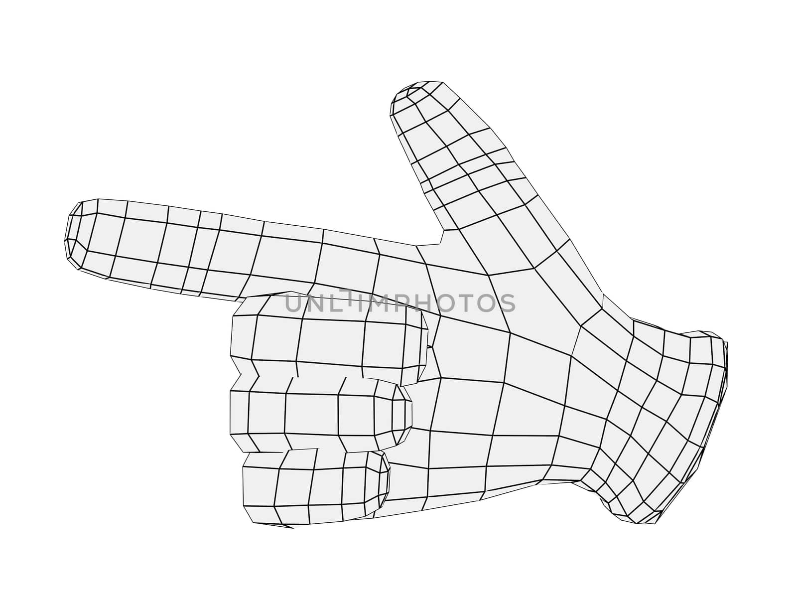 Wire-frame hand pointing finger. Front view by cherezoff
