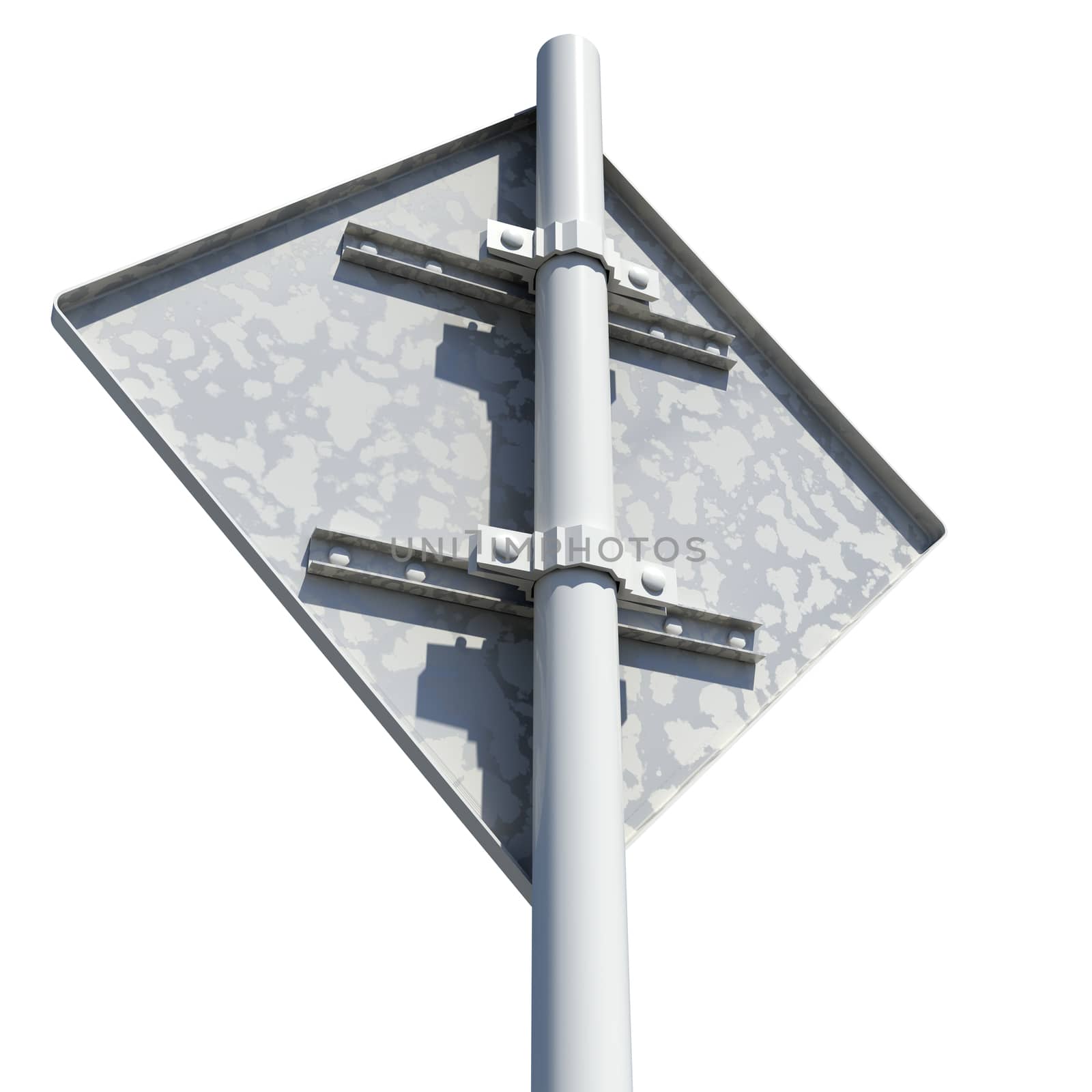 Square road sign. Rear view. Isolated  by cherezoff