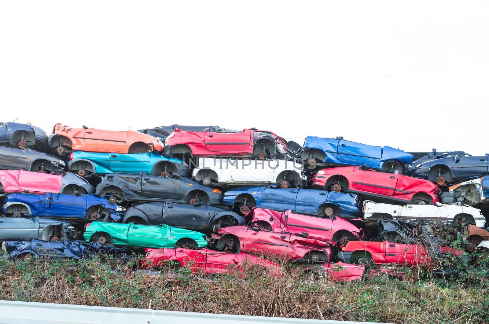 Scrap cars, scrap cars on a stack