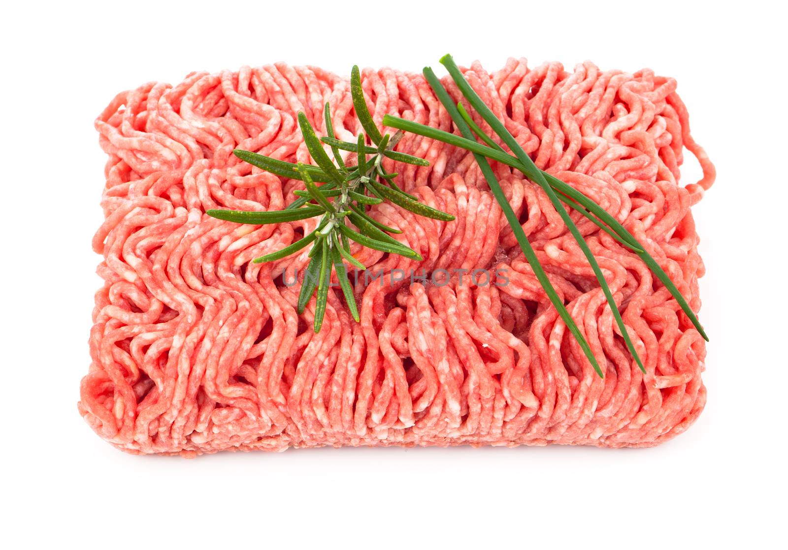 raw minced meat, isolated on white background