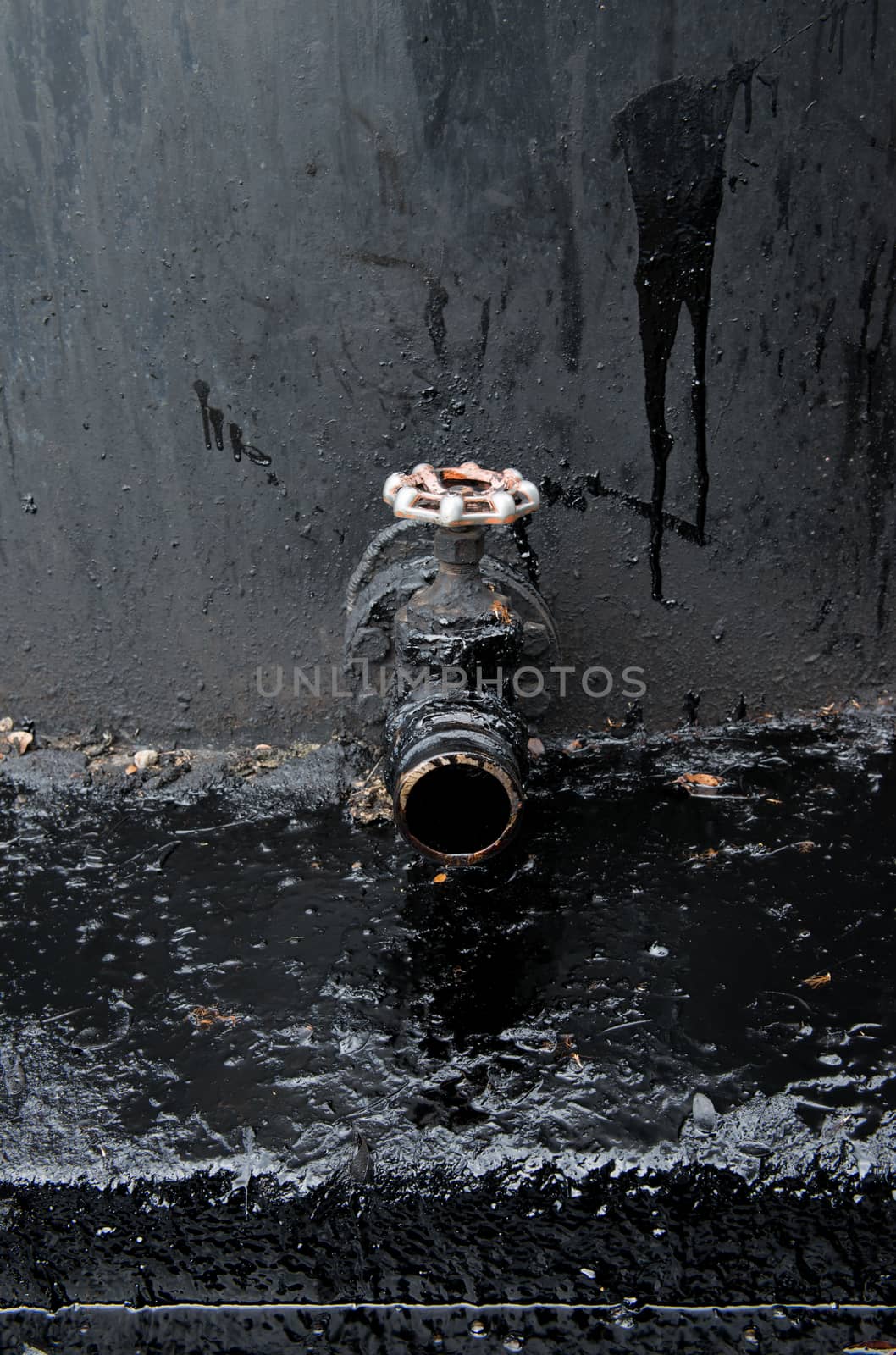 crude oil spill from tank