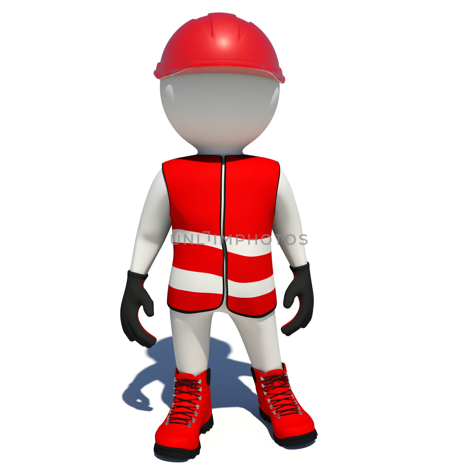 Worker in red overalls. Isolated by cherezoff
