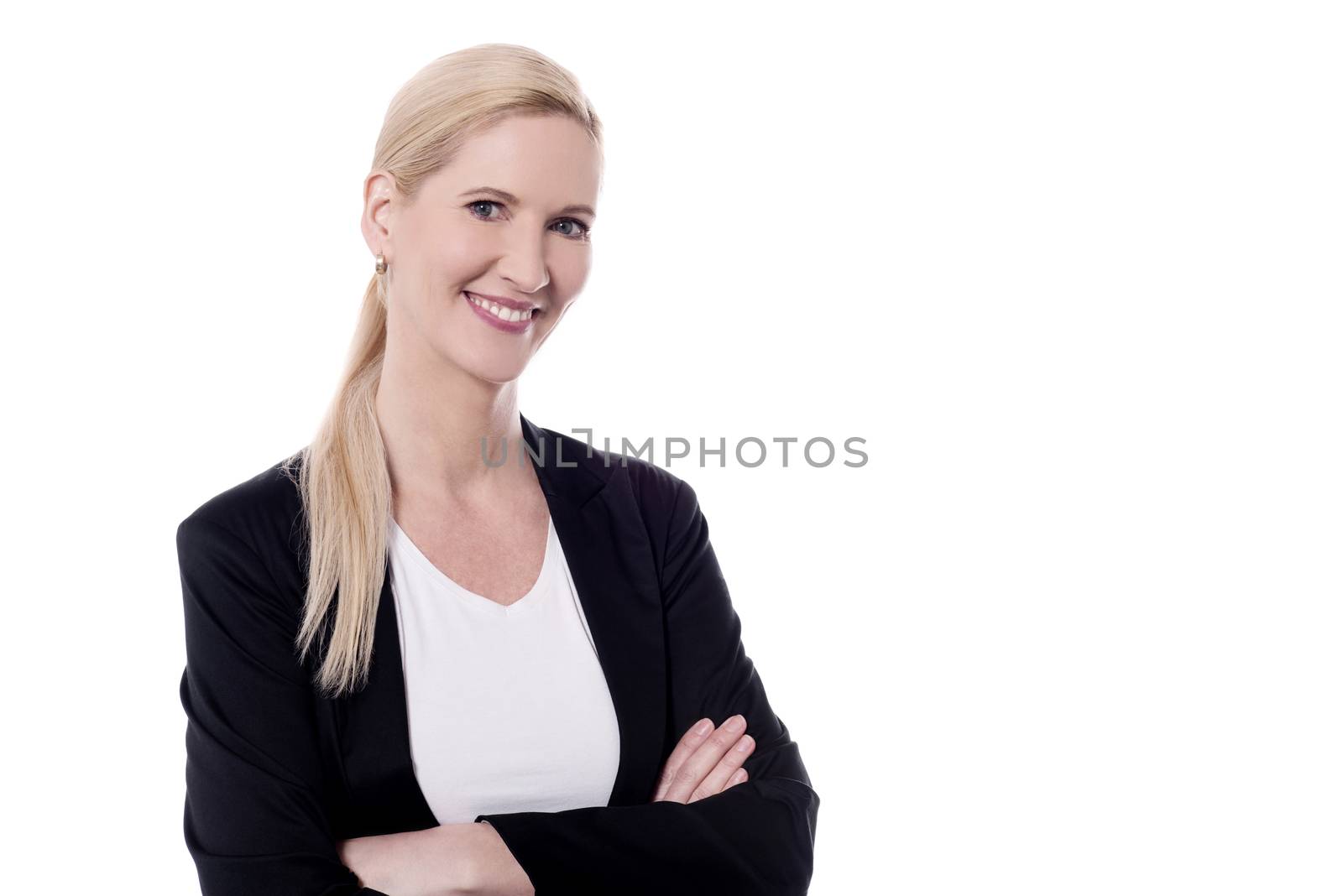 Beautiful woman posing with folded arms