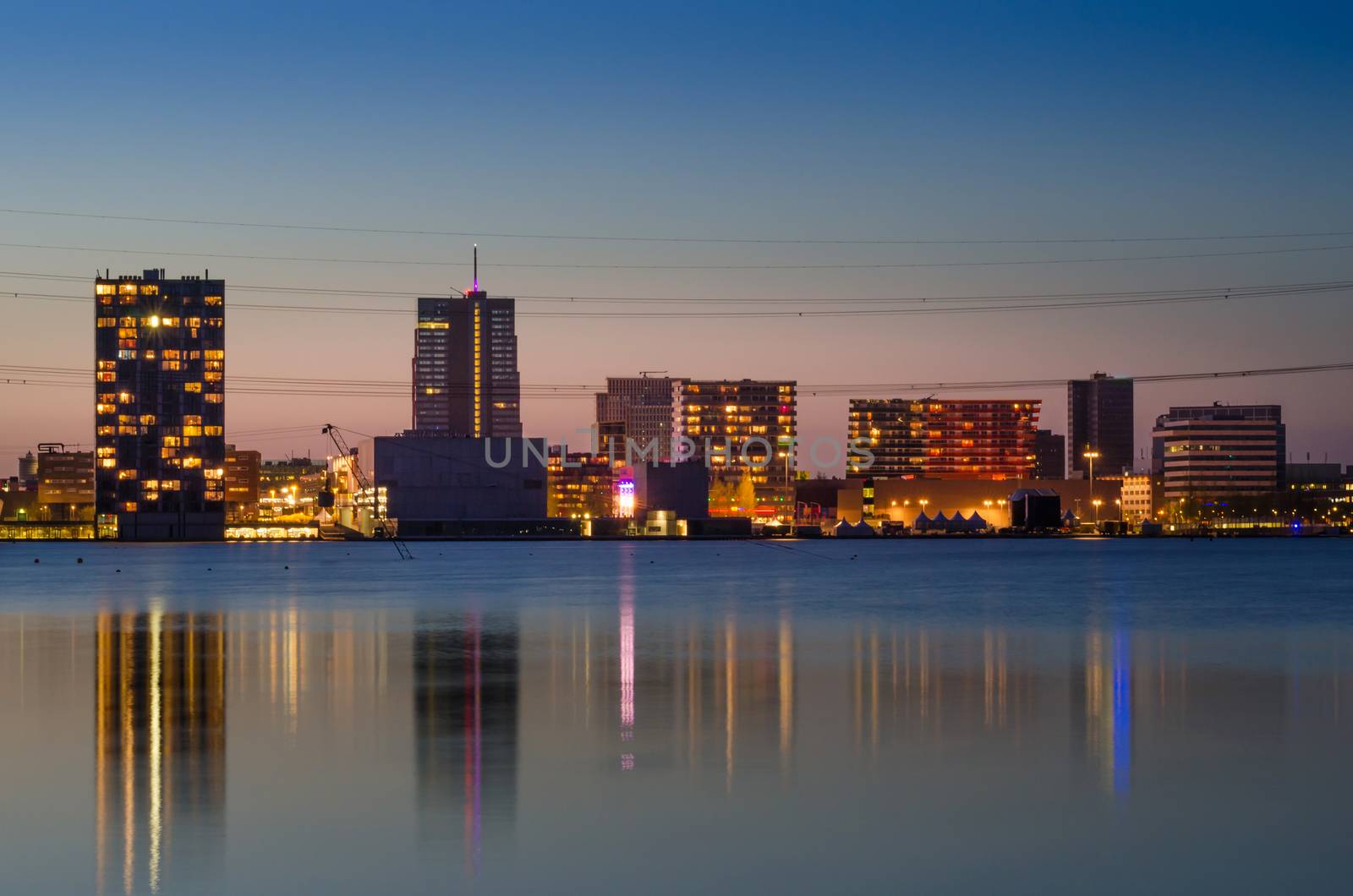 Twilight at Weer Water in Almere, Flevoland, The Netherlands. 