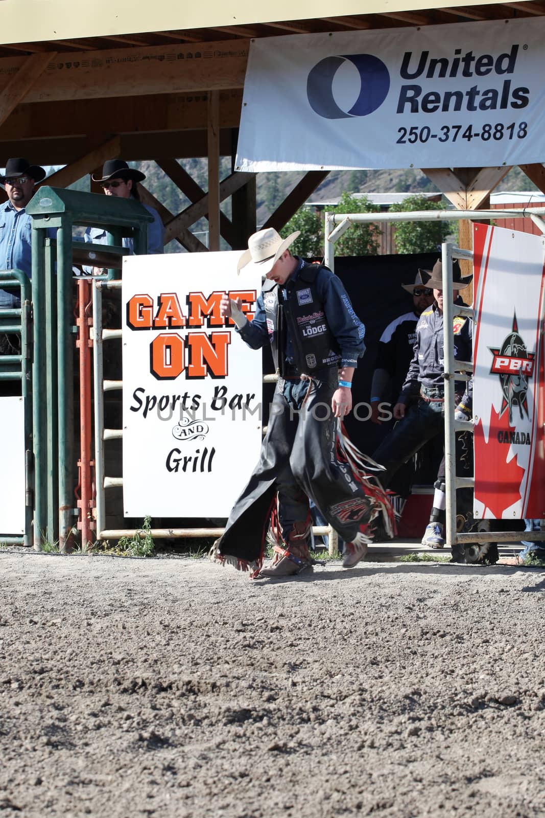 MERRITT, B.C. CANADA - May 30, 2015: Bull riders before the opening ceremony of The 3rd Annual Ty Pozzobon Invitational PBR Event.