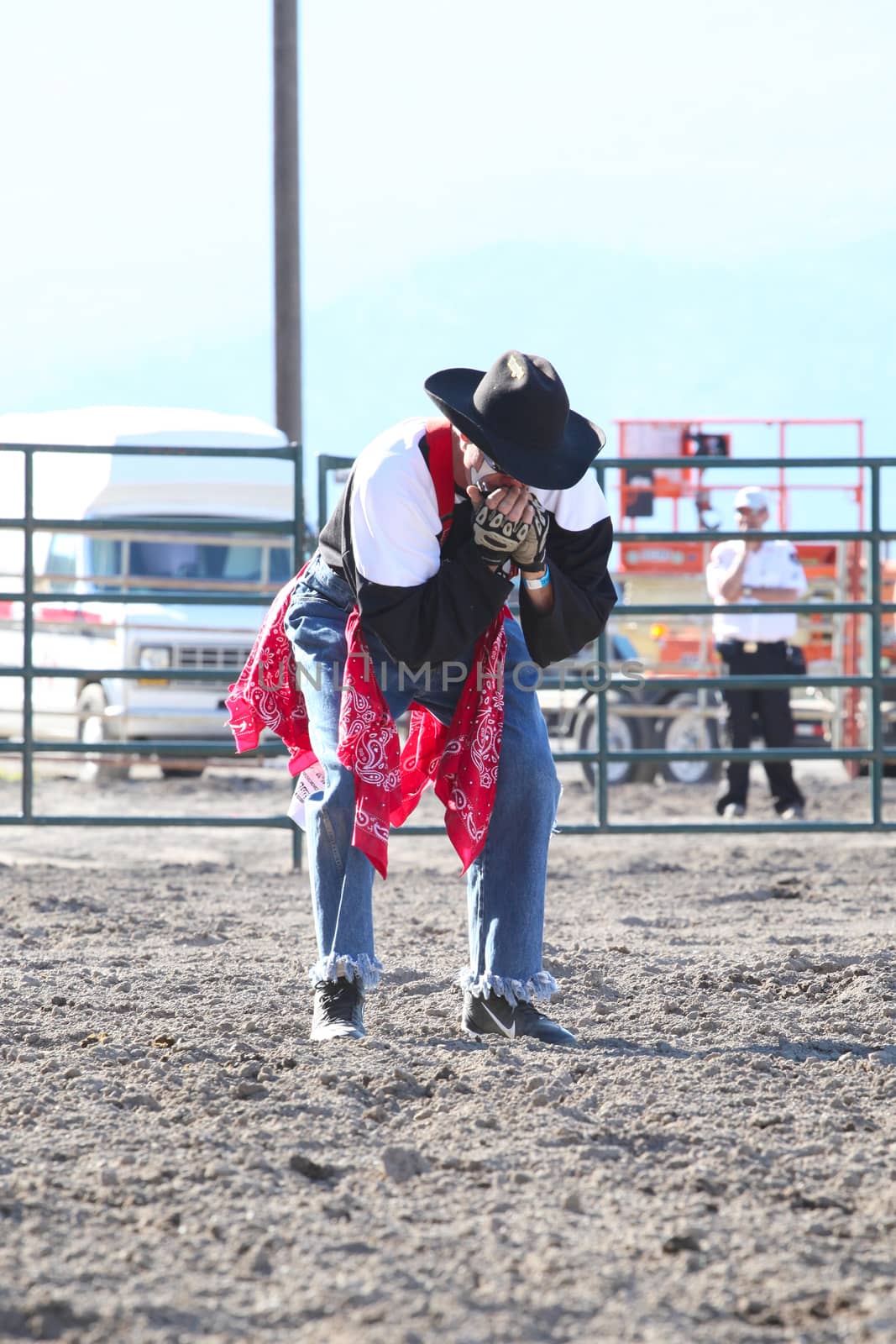 MERRITT, B.C. CANADA - May 30, 2015: Rodeo Clown in the arena during The 3rd Annual Ty Pozzobon Invitational PBR Event.